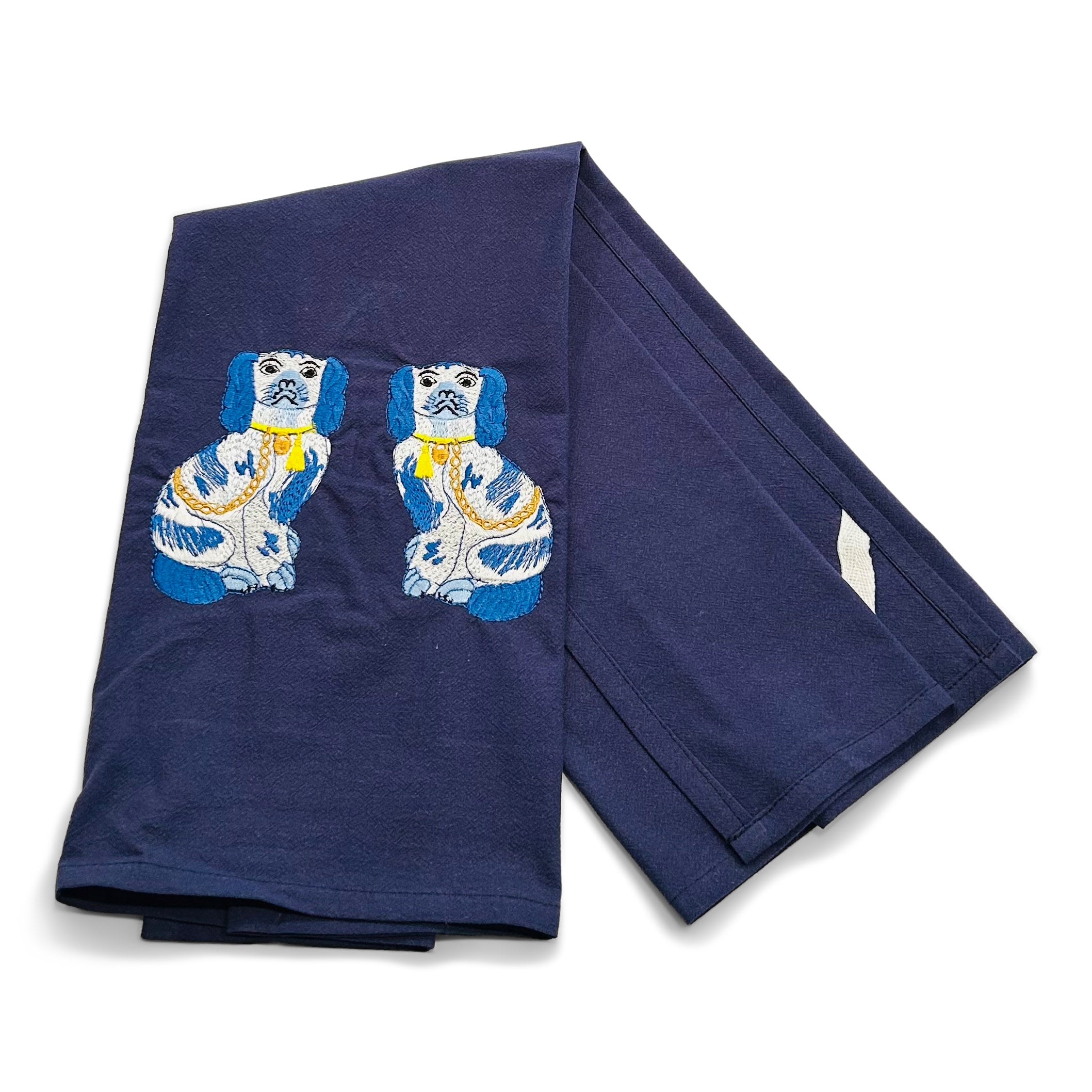 Blue Staffordshire Dogs on navy