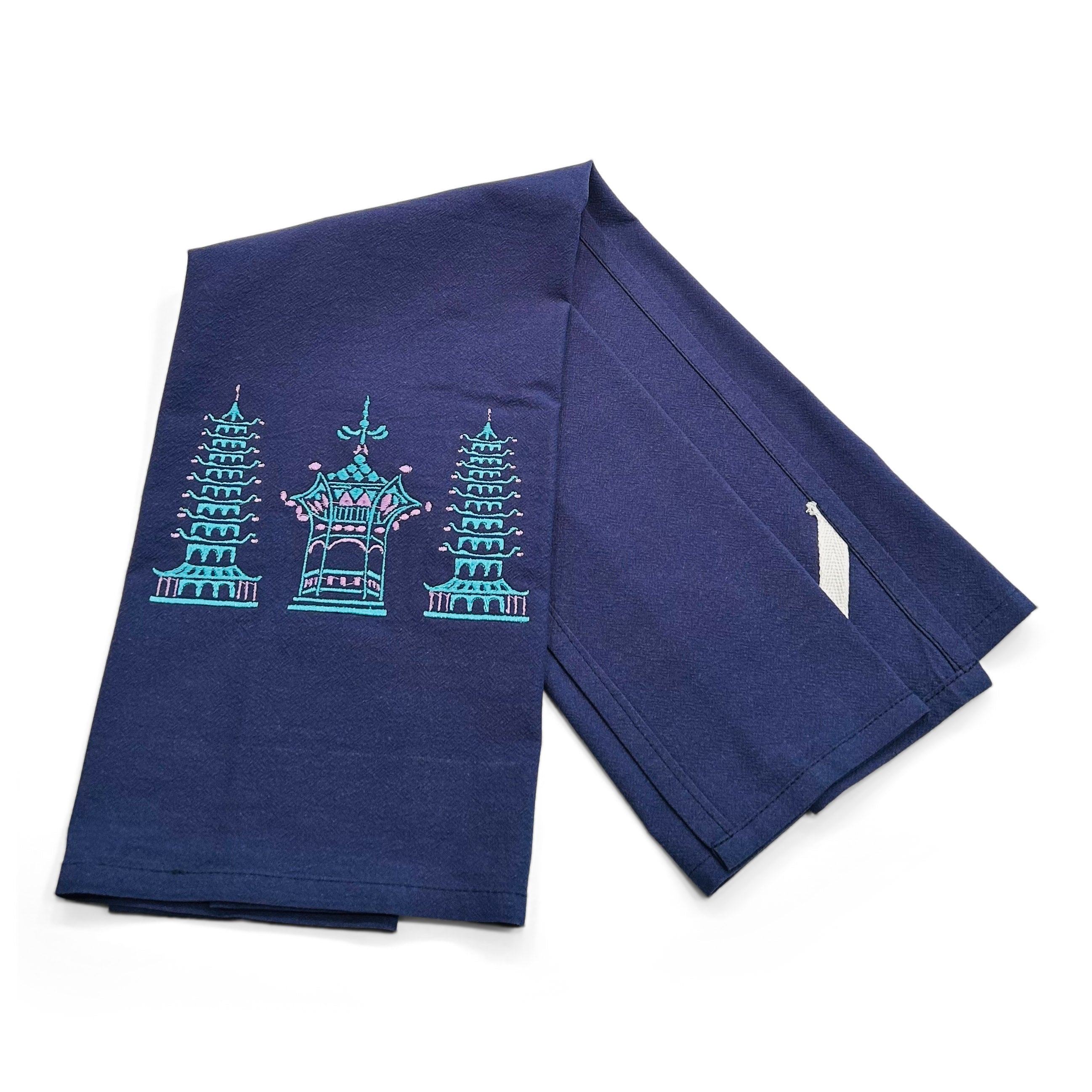 Trio Pagodas Jeweled Tones on navy
