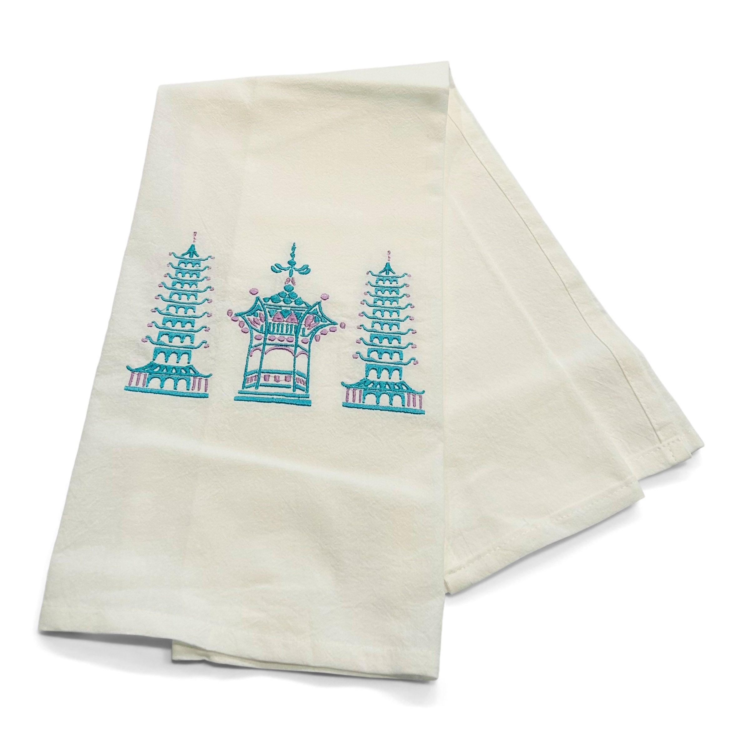 Trio Pagodas Jeweled Tones on white