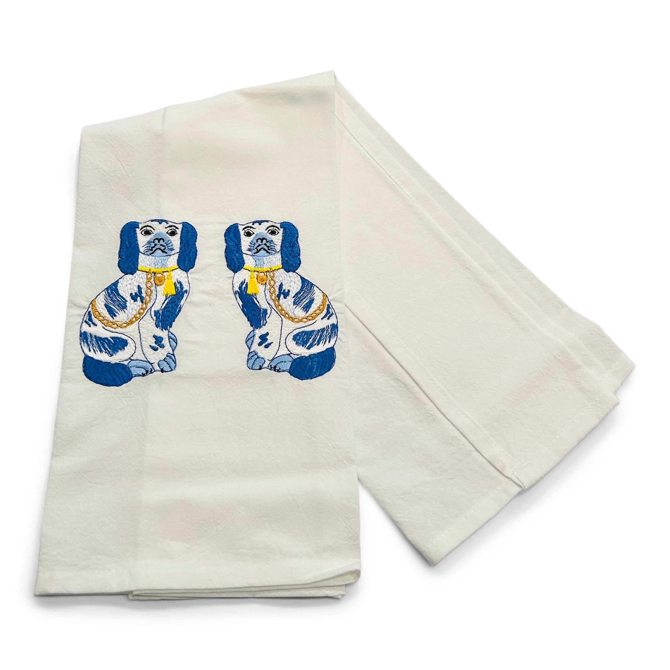 Blue Staffordshire Dogs on white