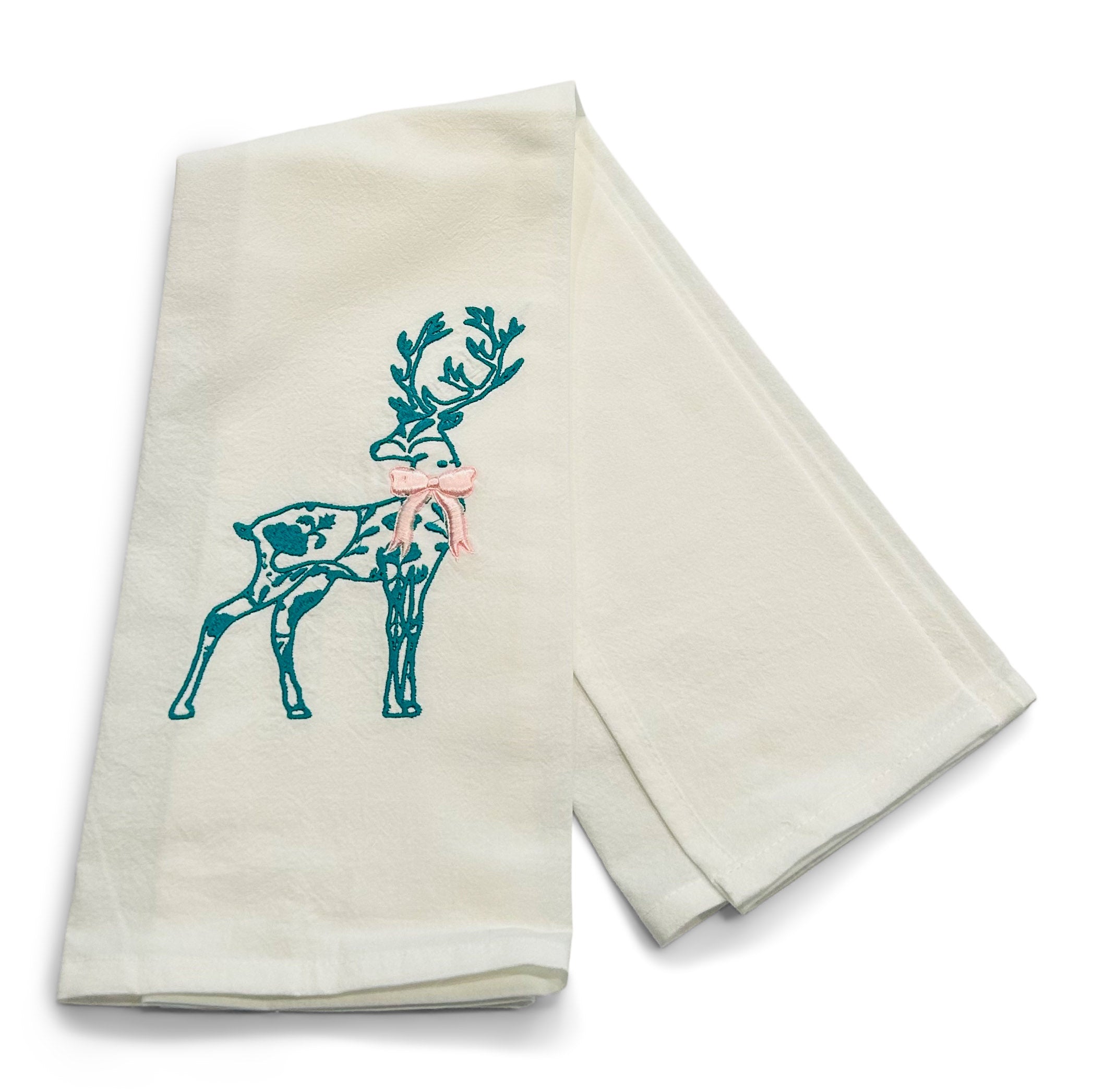 Dark Teal Reindeer with Pink Bow