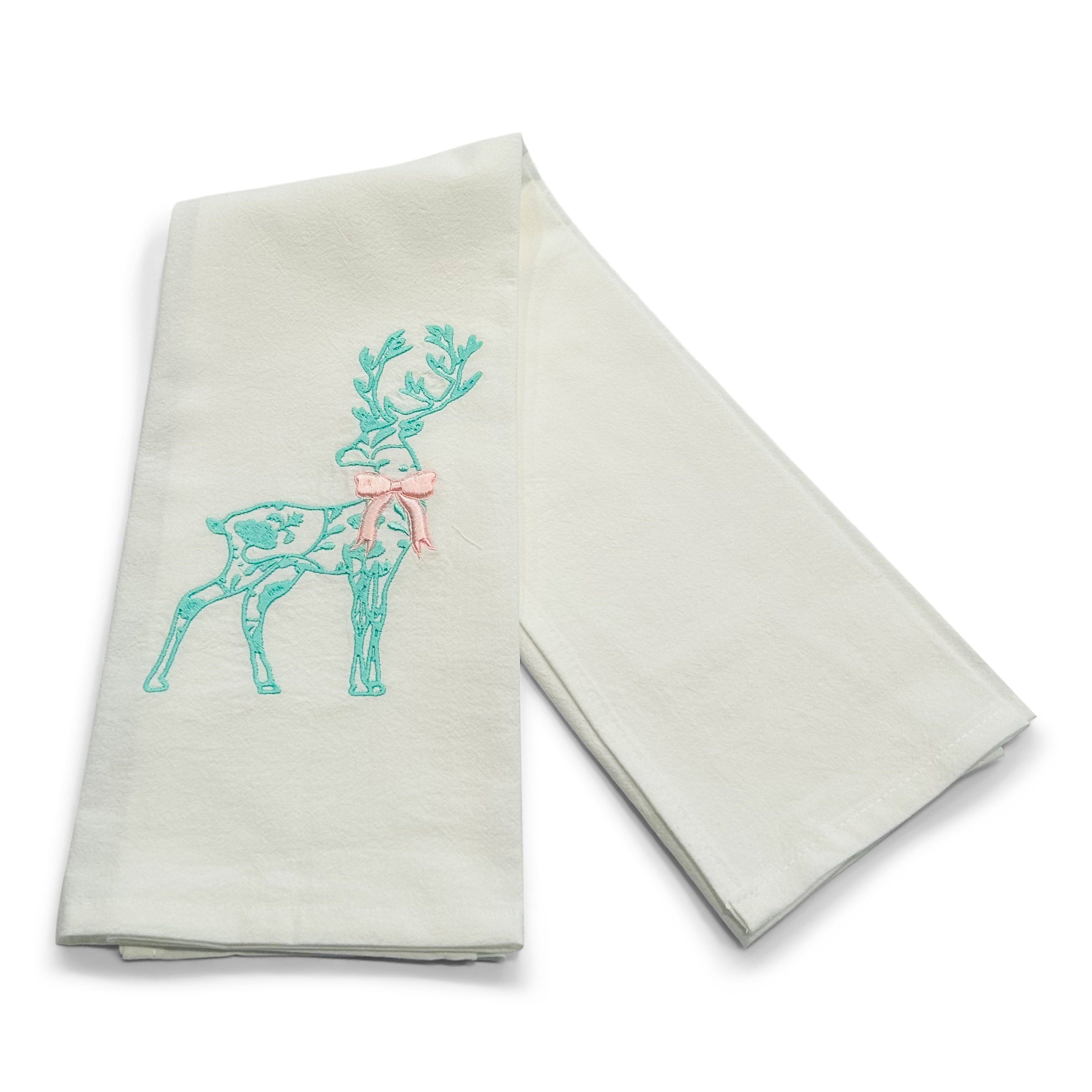 Light Teal Reindeer with Pink Bow