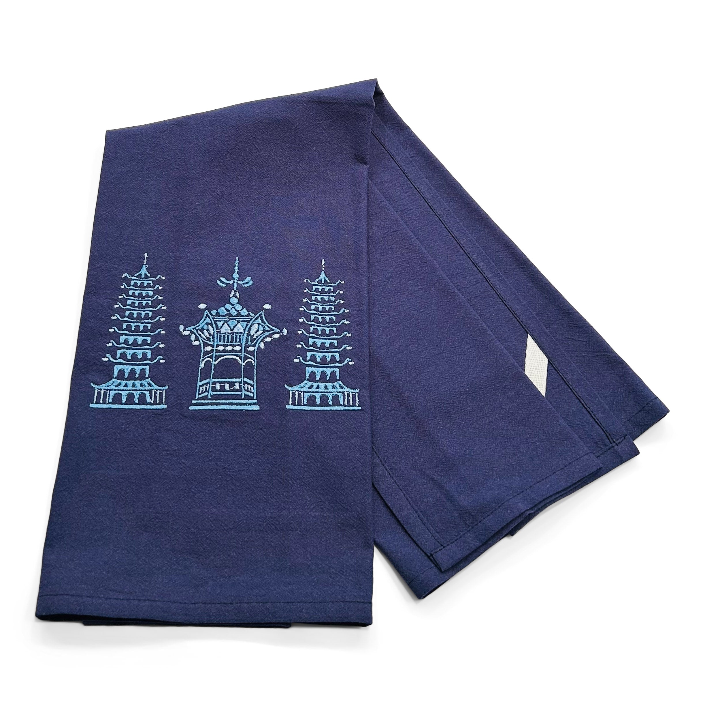 Trio Pagodas Traditional Colors on navy