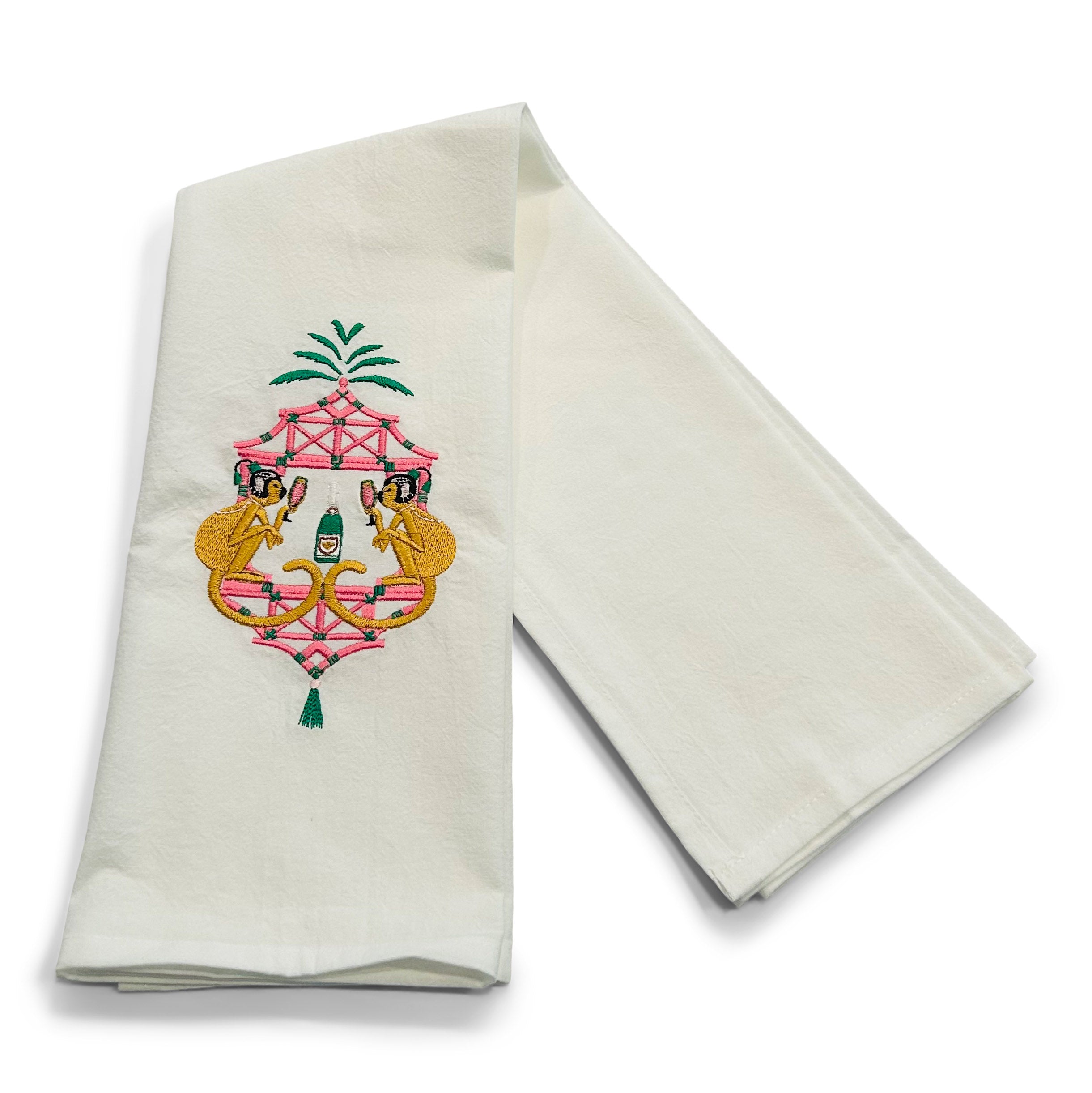 Monkeys in Pagoda Crest on white