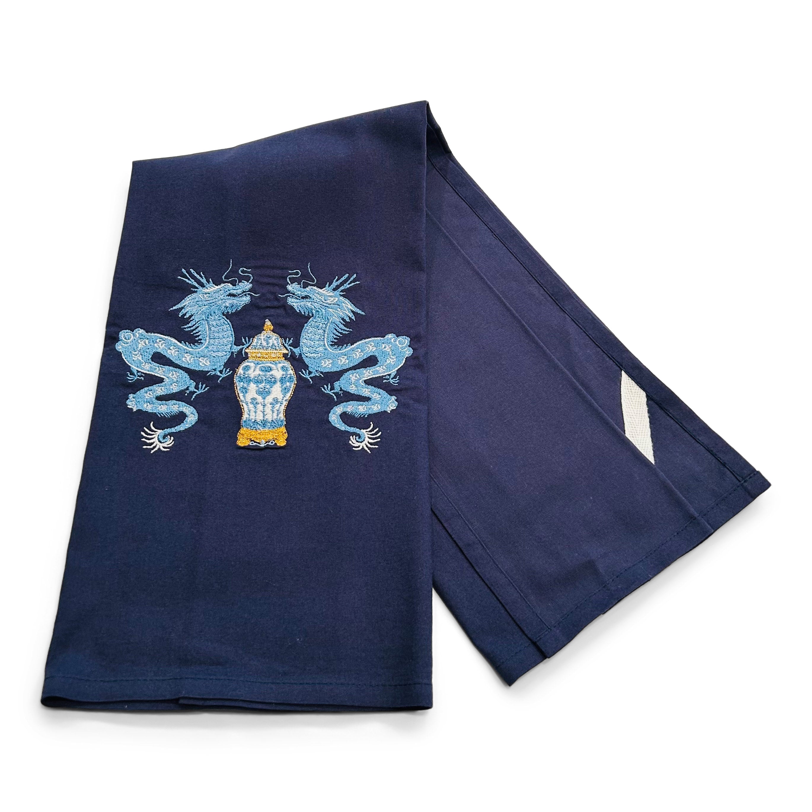 Chinoiserie Dragons with Ginger Jar on navy