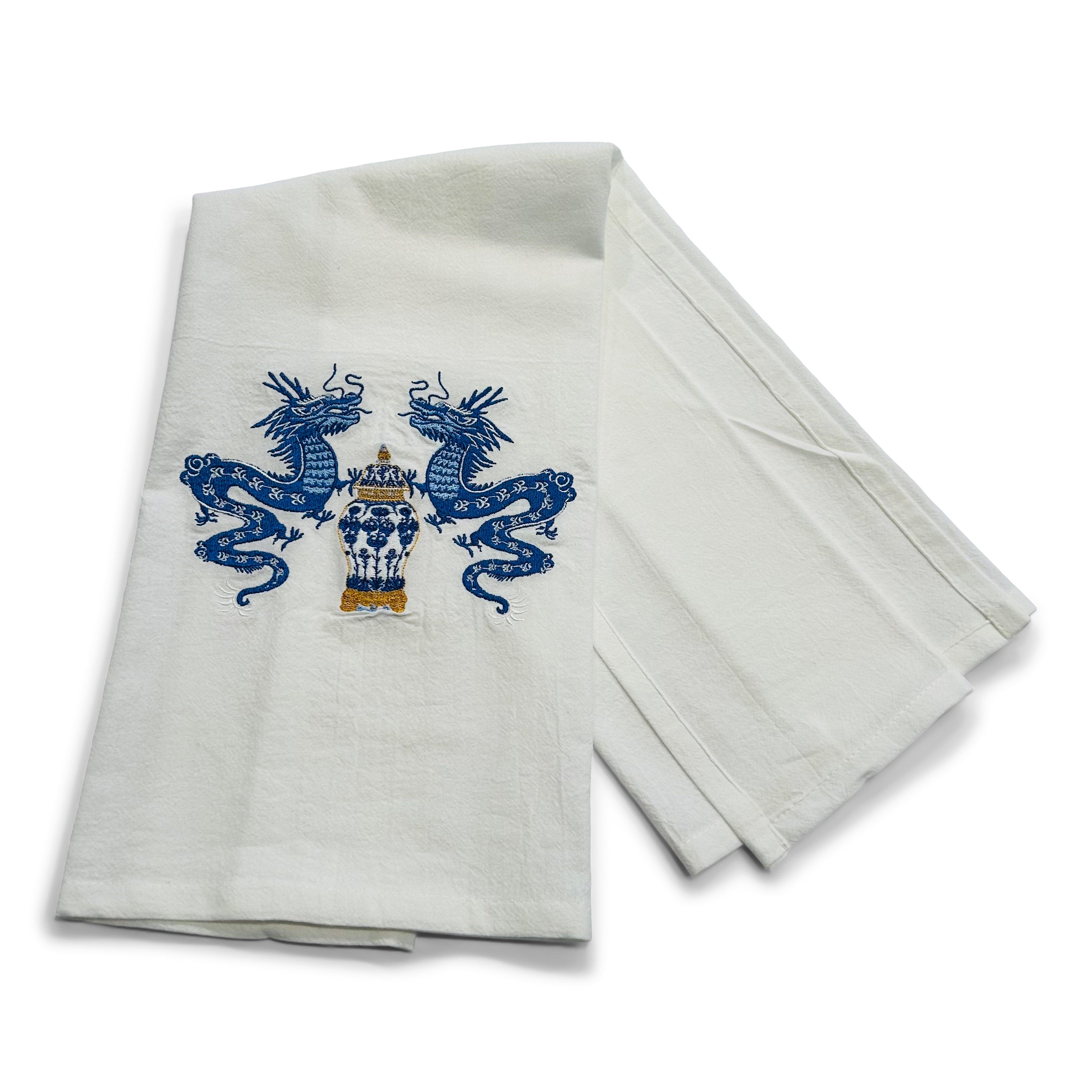 Chinoiserie Dragons with Ginger Jar on white