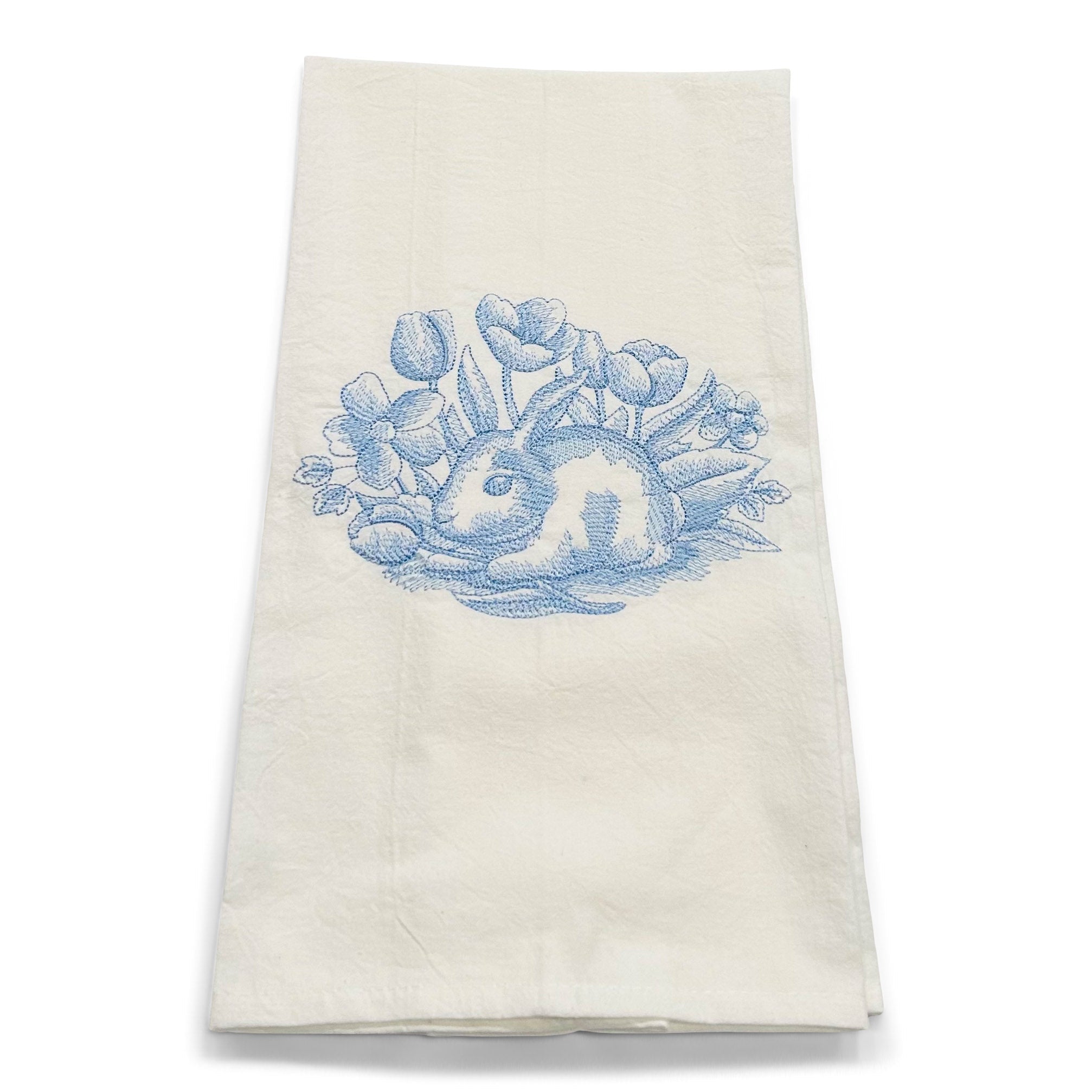 Toile Bunny in Tulips Spring Dish Towel
