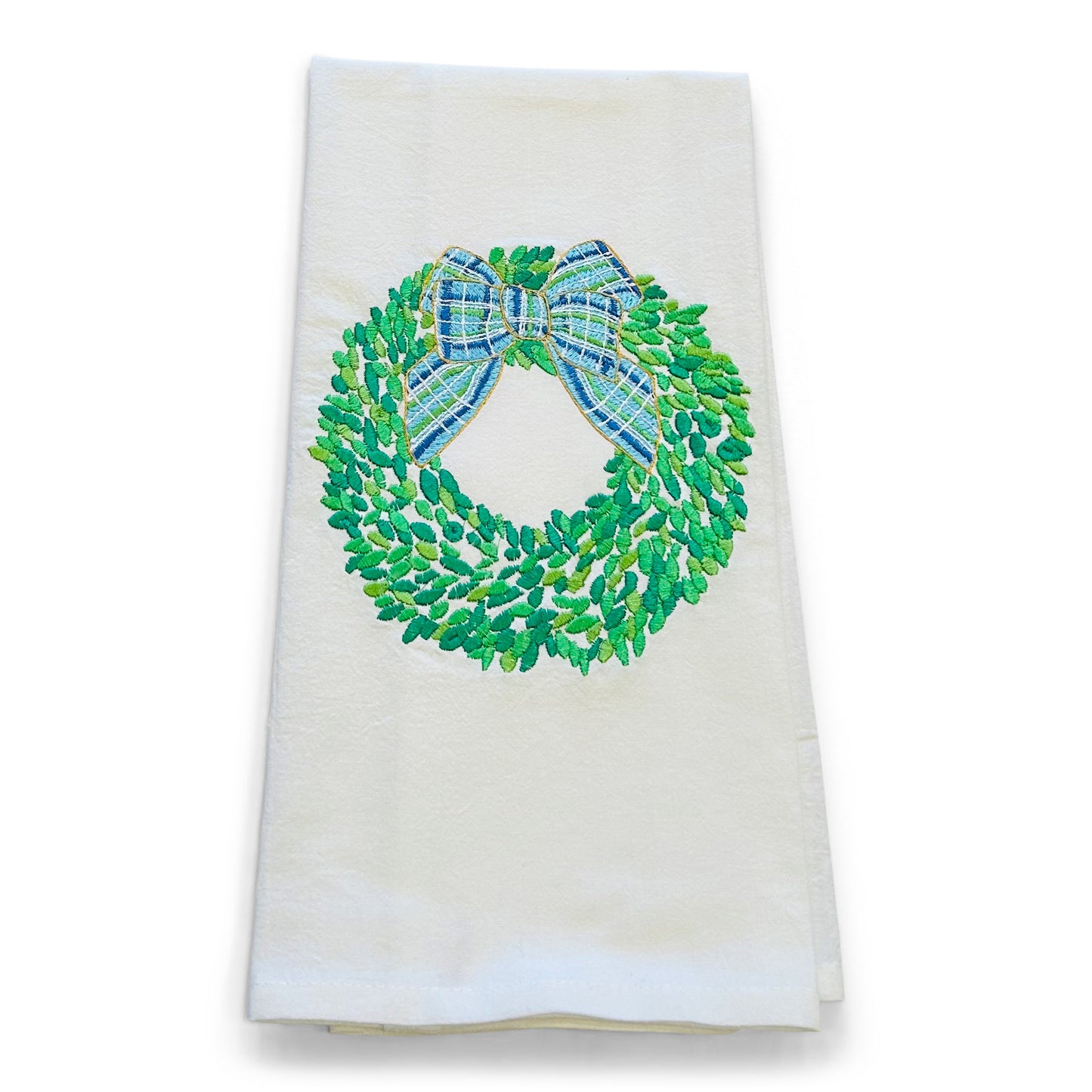 Boxwood Wreath with Blue Bow