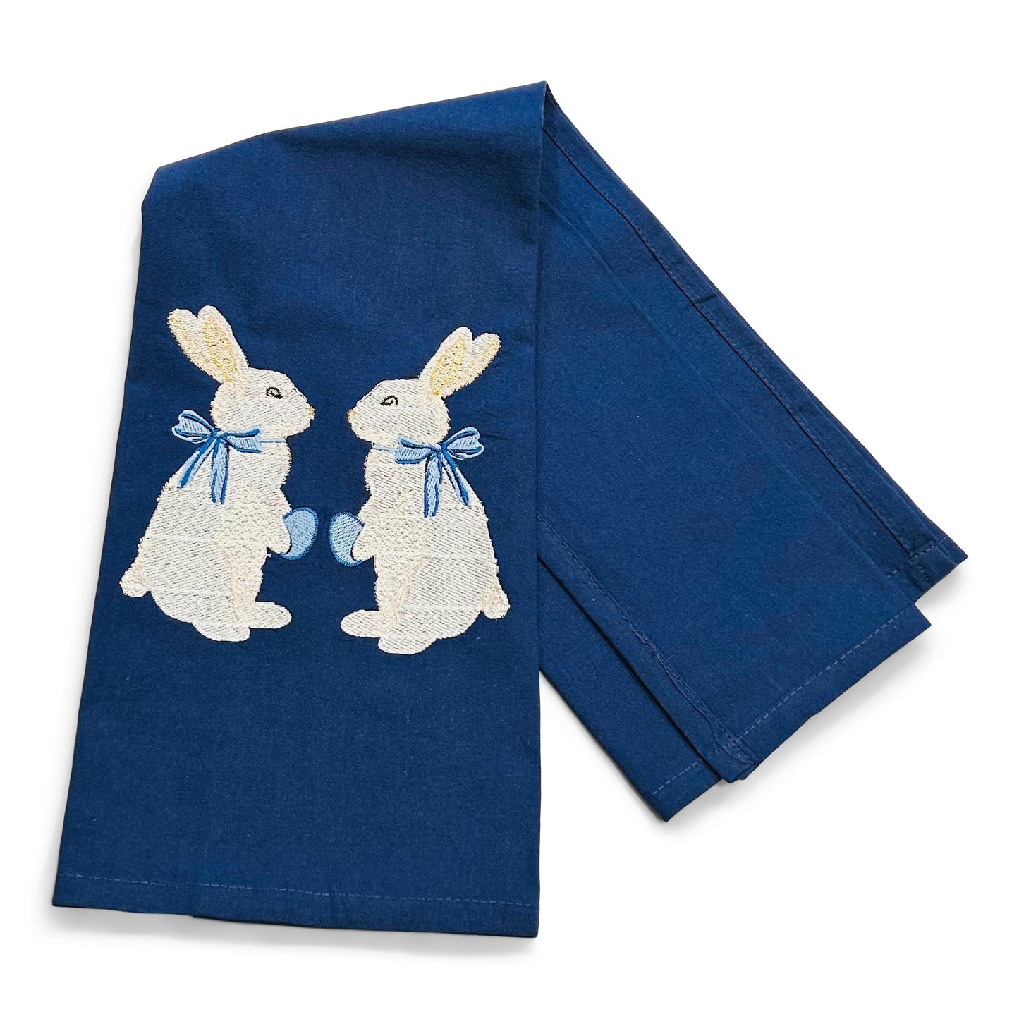 Pair of White Bunnies with Blue Egg