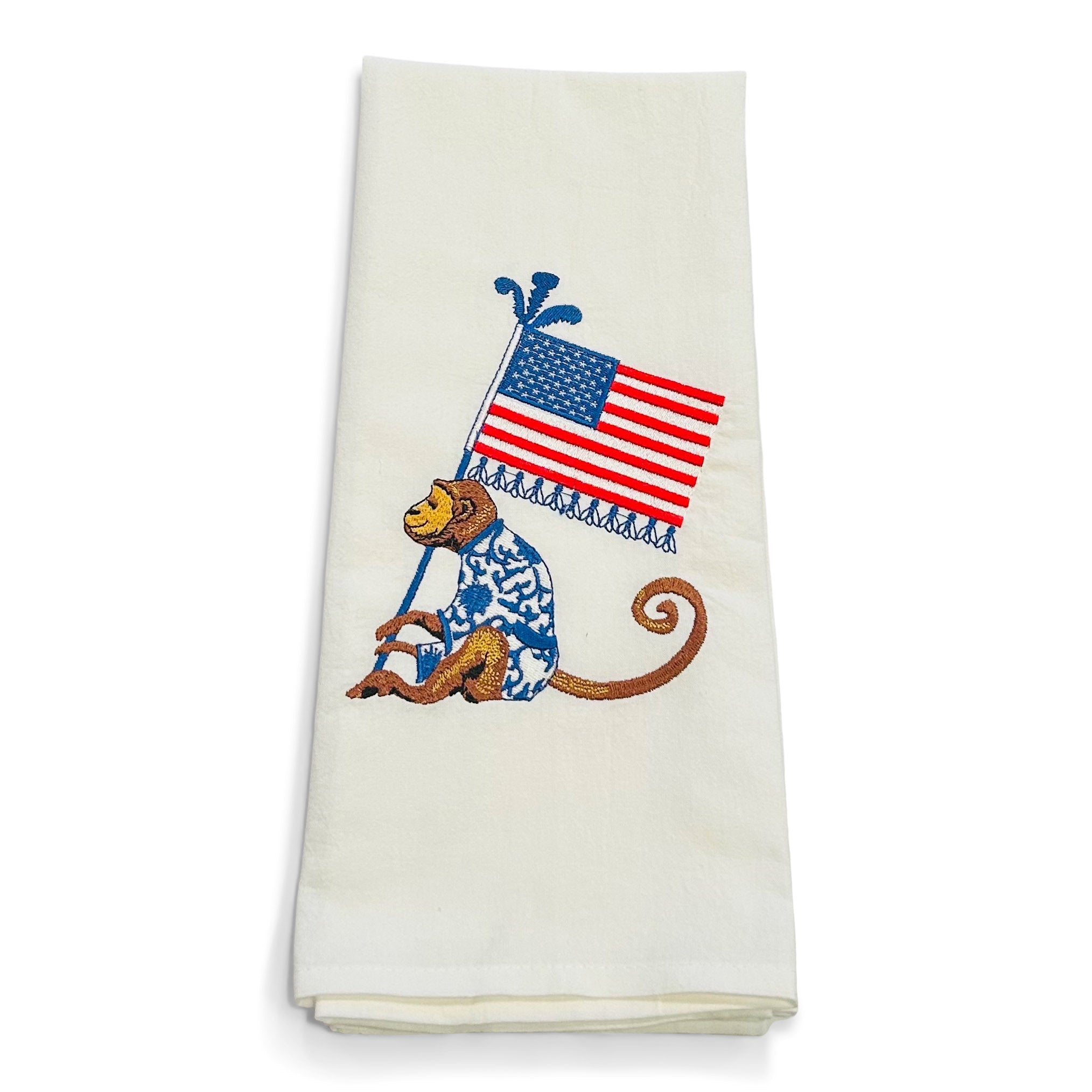 Chinoserie Monkey with American Flag