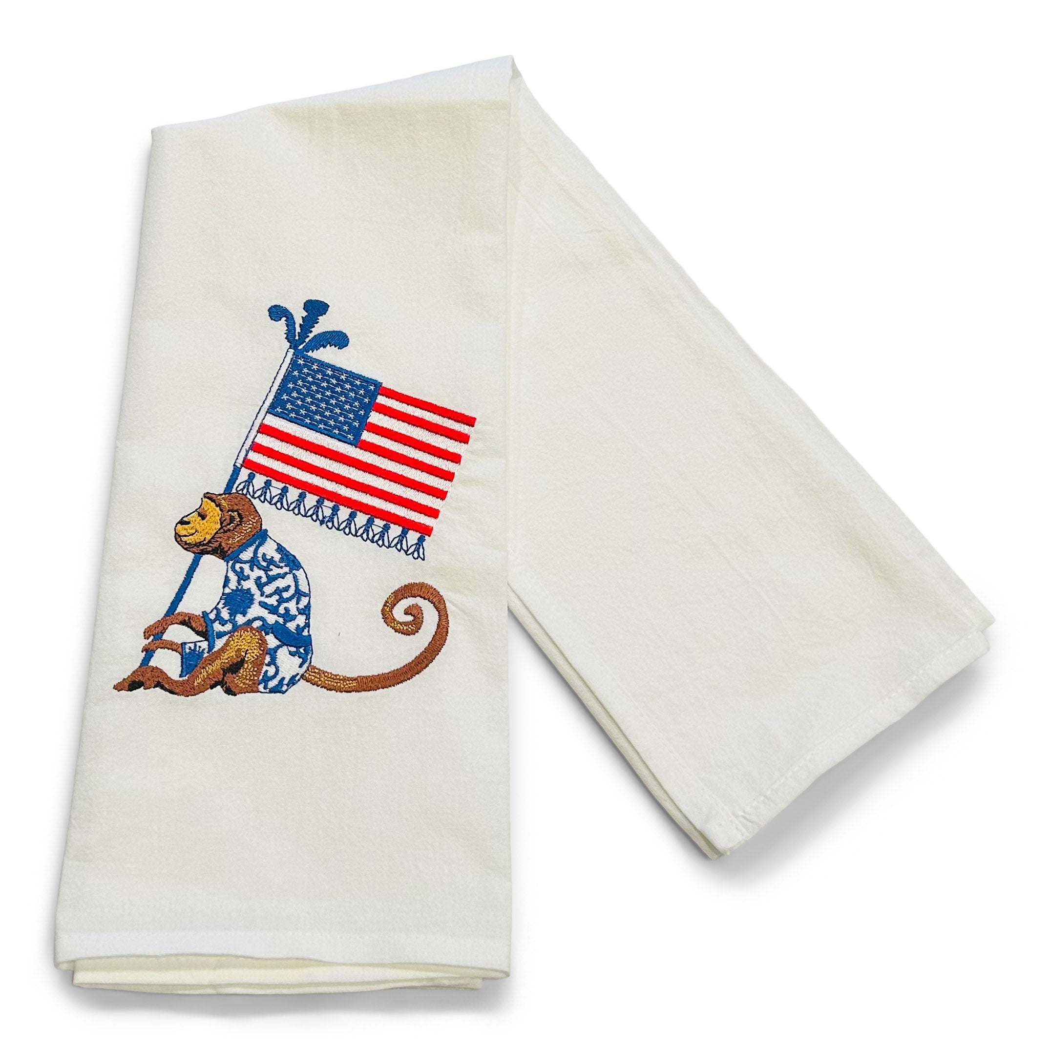 Chinoserie Monkey with American Flag