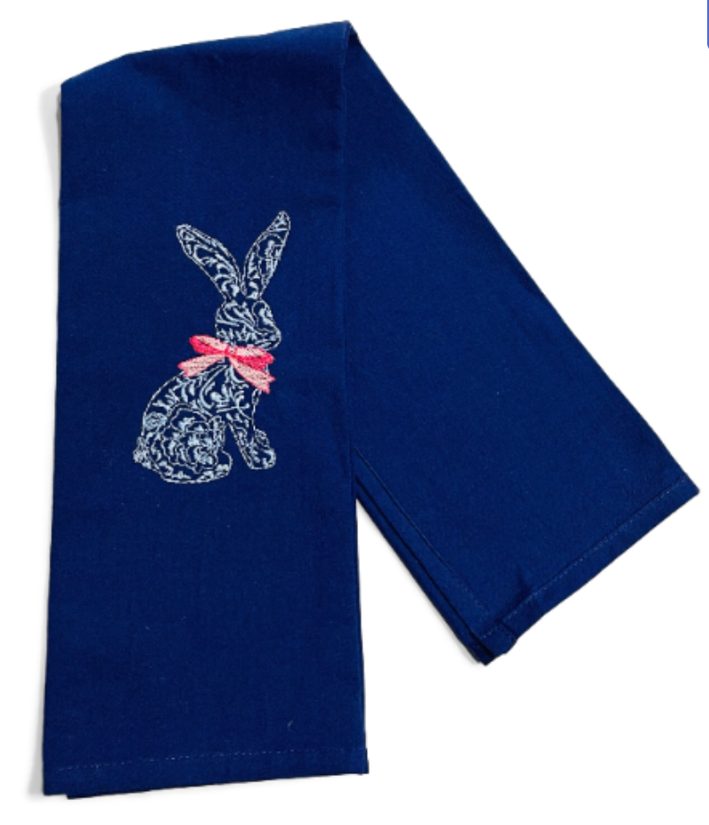 Chinoiserie Bunny Spring Easter Dish Towel