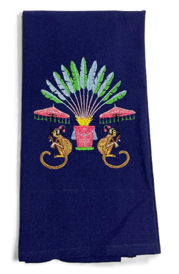 Chinoiserie Monkeys with Palms Dish Towel