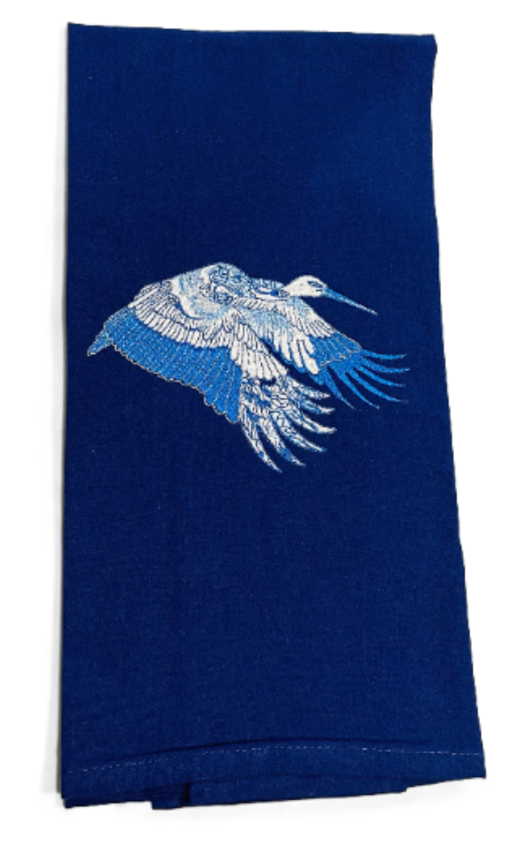Chinoiserie Crane Bird Dish Towel