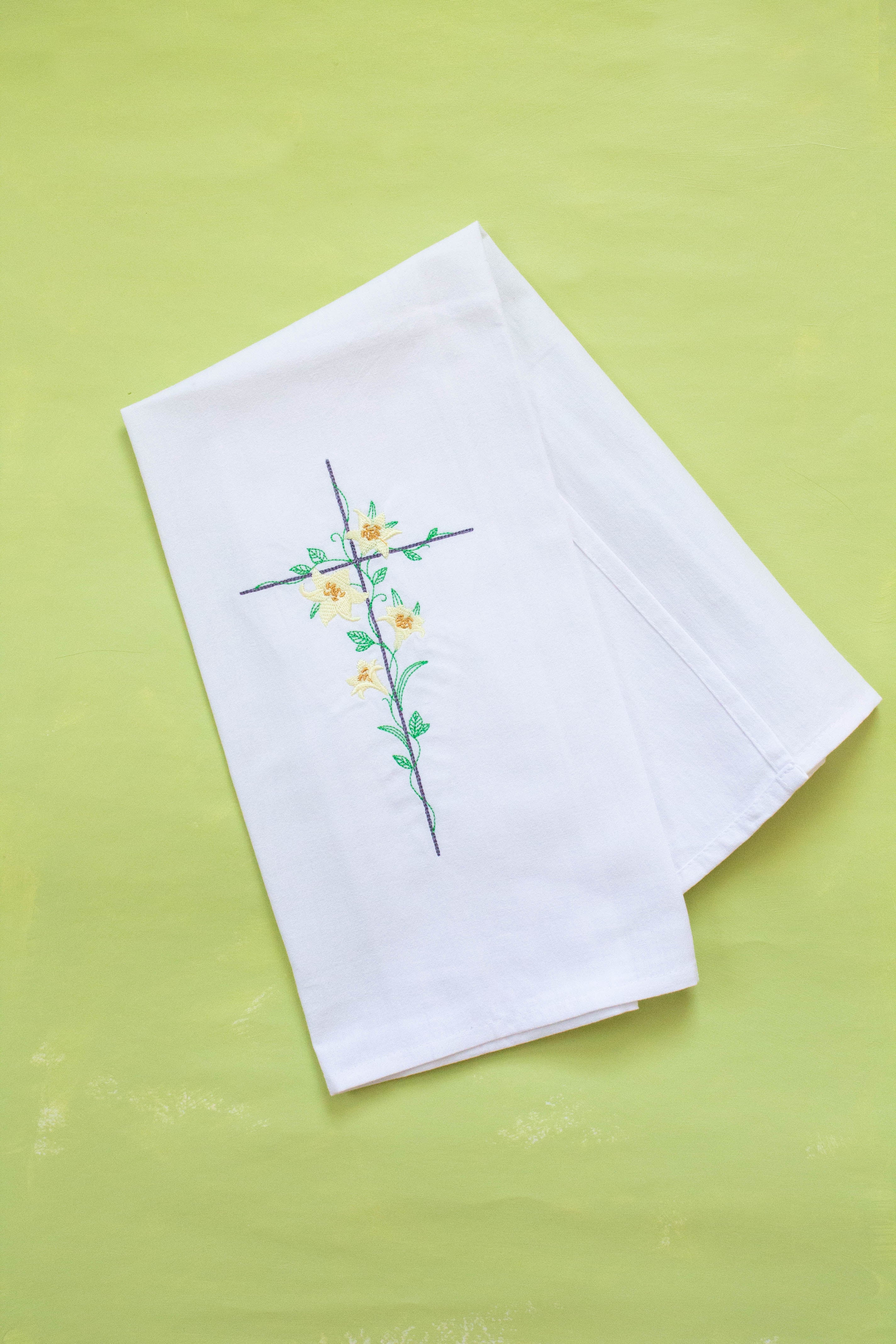 Easter Lily Cross Dish Towel