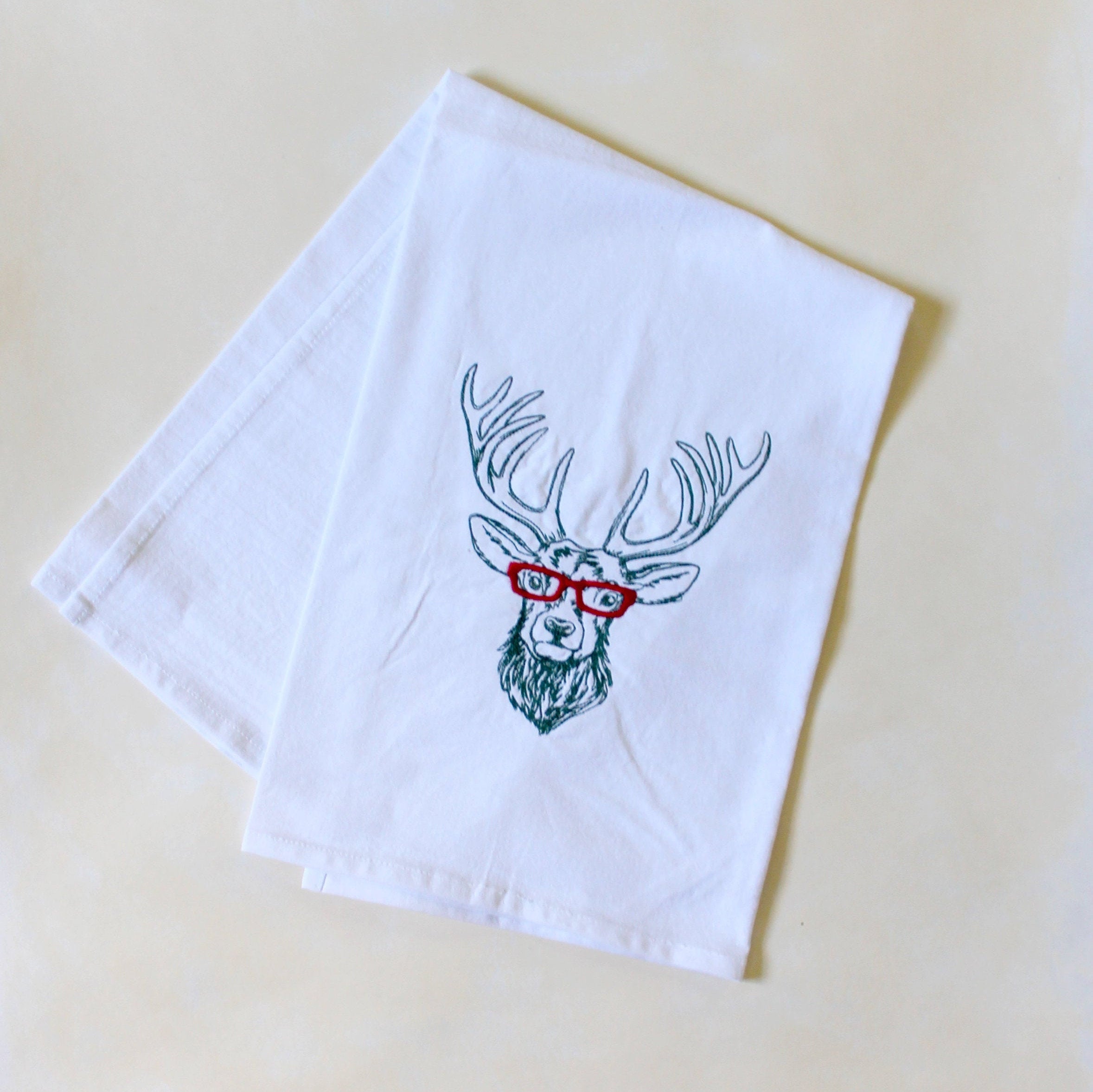 Deer Reindeer with Glasses Towel