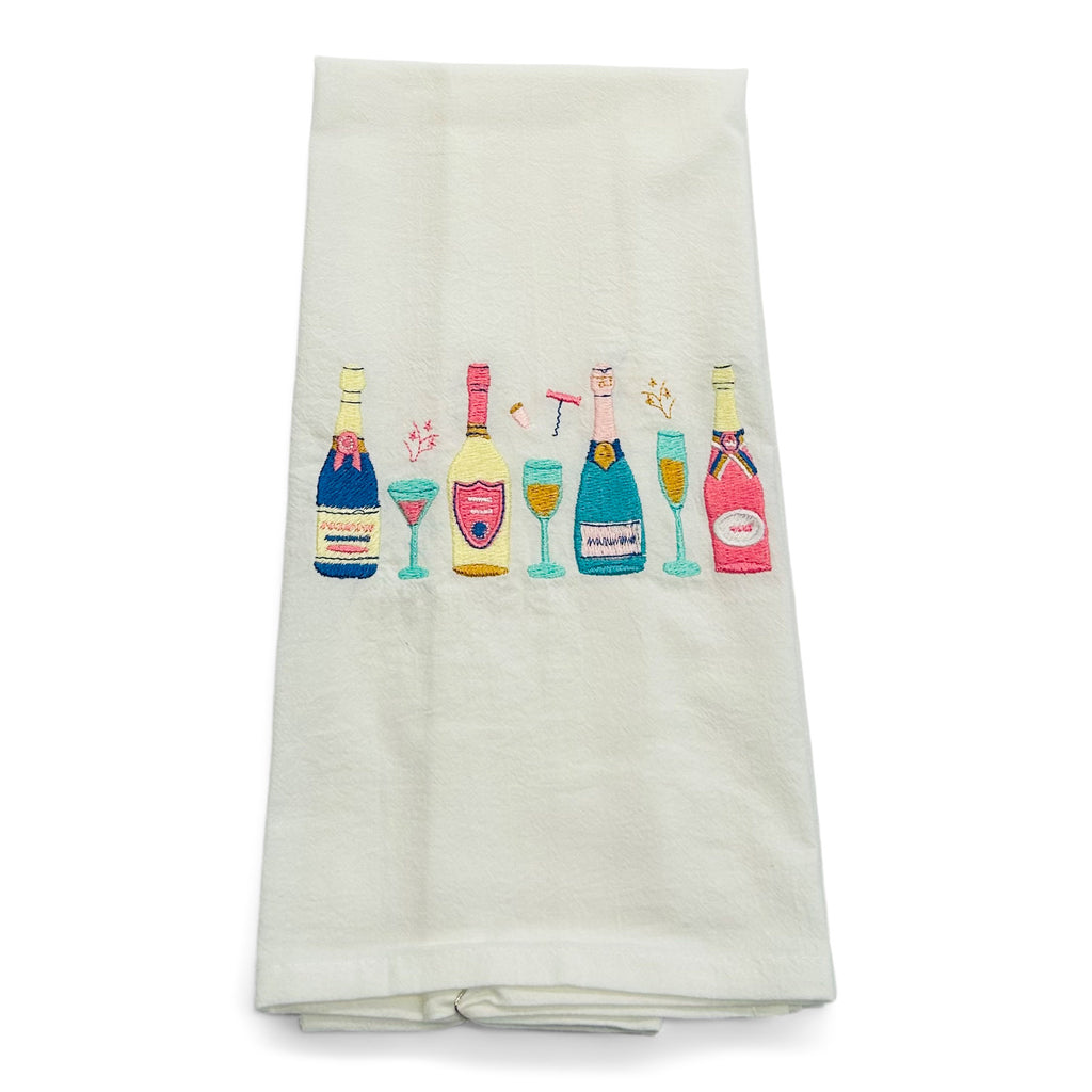 Row of Champagne Bottles on white