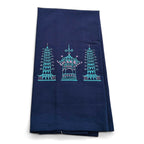 Trio Pagodas Jeweled Tones on navy