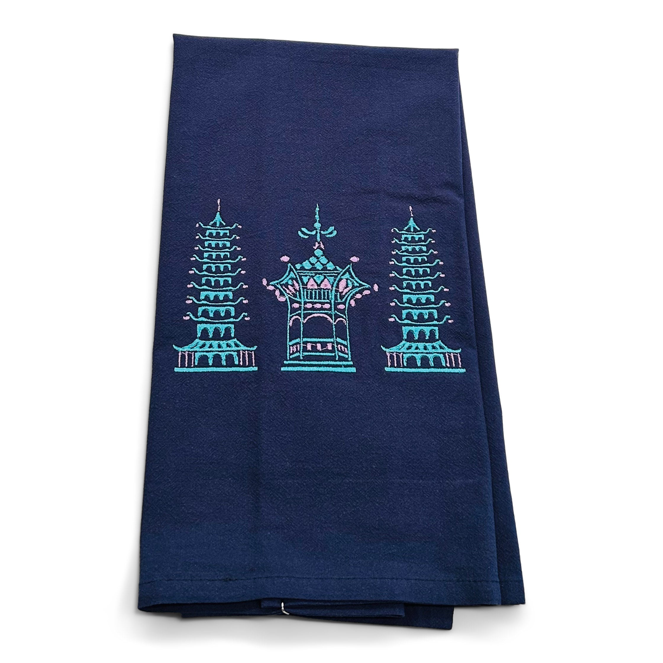 Trio Pagodas Jeweled Tones on navy