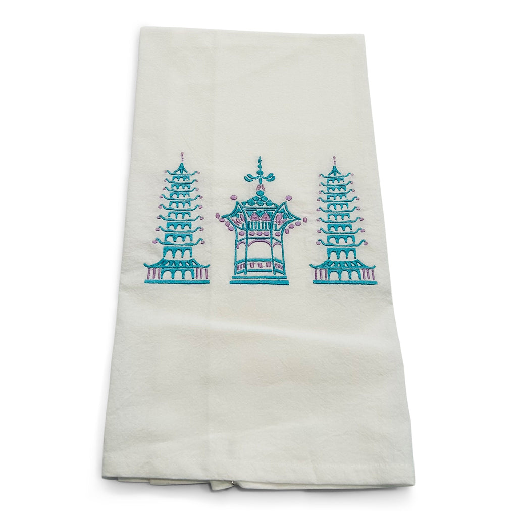 Trio Pagodas Jeweled Tones on white