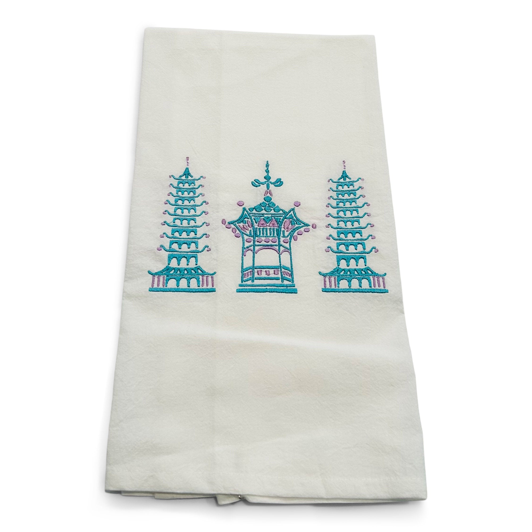 Trio Pagodas Jeweled Tones on white