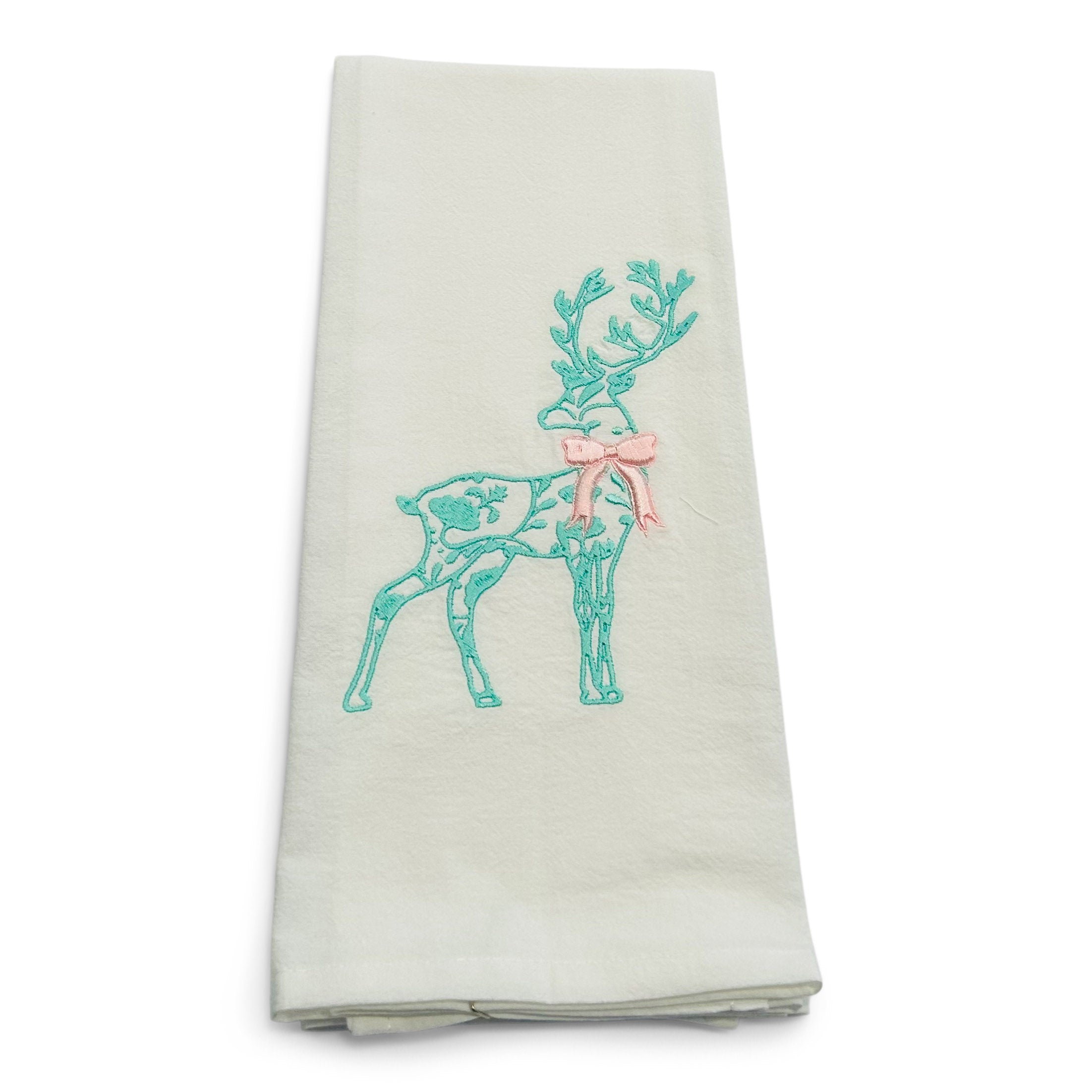 Light Teal Reindeer with Pink Bow