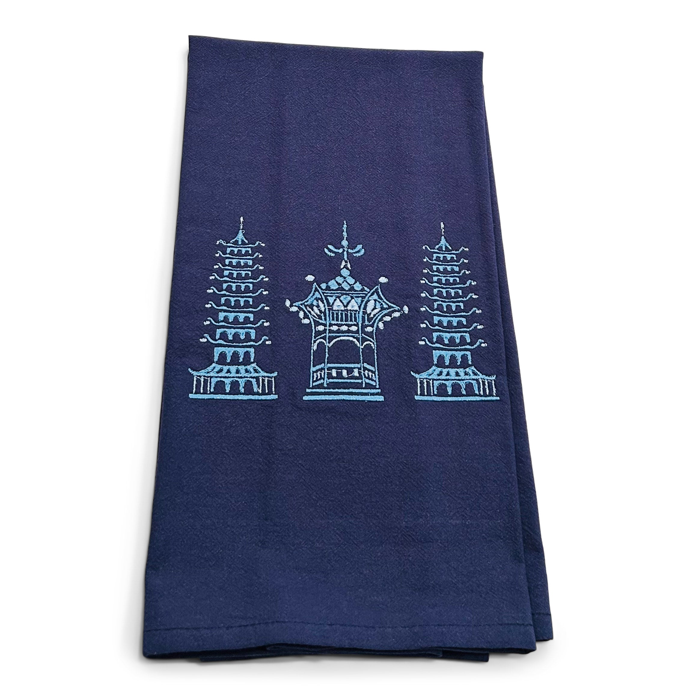 Trio Pagodas Traditional Colors on navy
