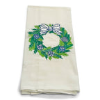 Chinoiserie Wreath with Blue Ornaments on white