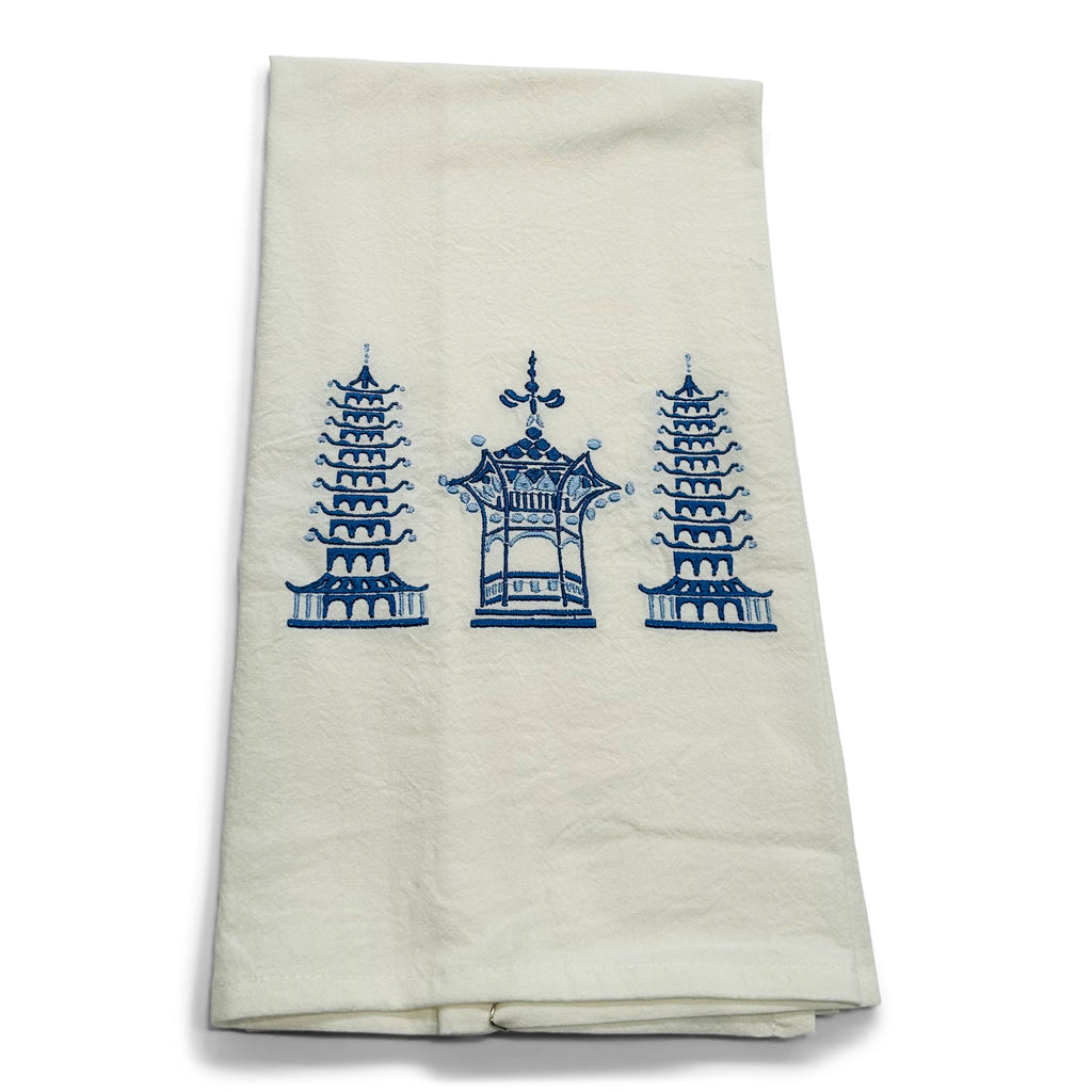 Trio Pagodas Traditional Colors on white