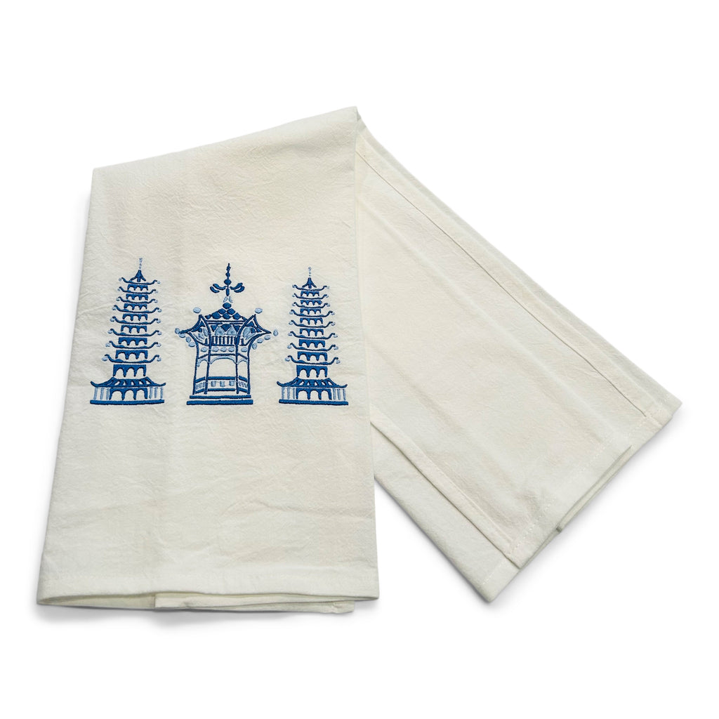 Trio Pagodas Traditional Colors on white