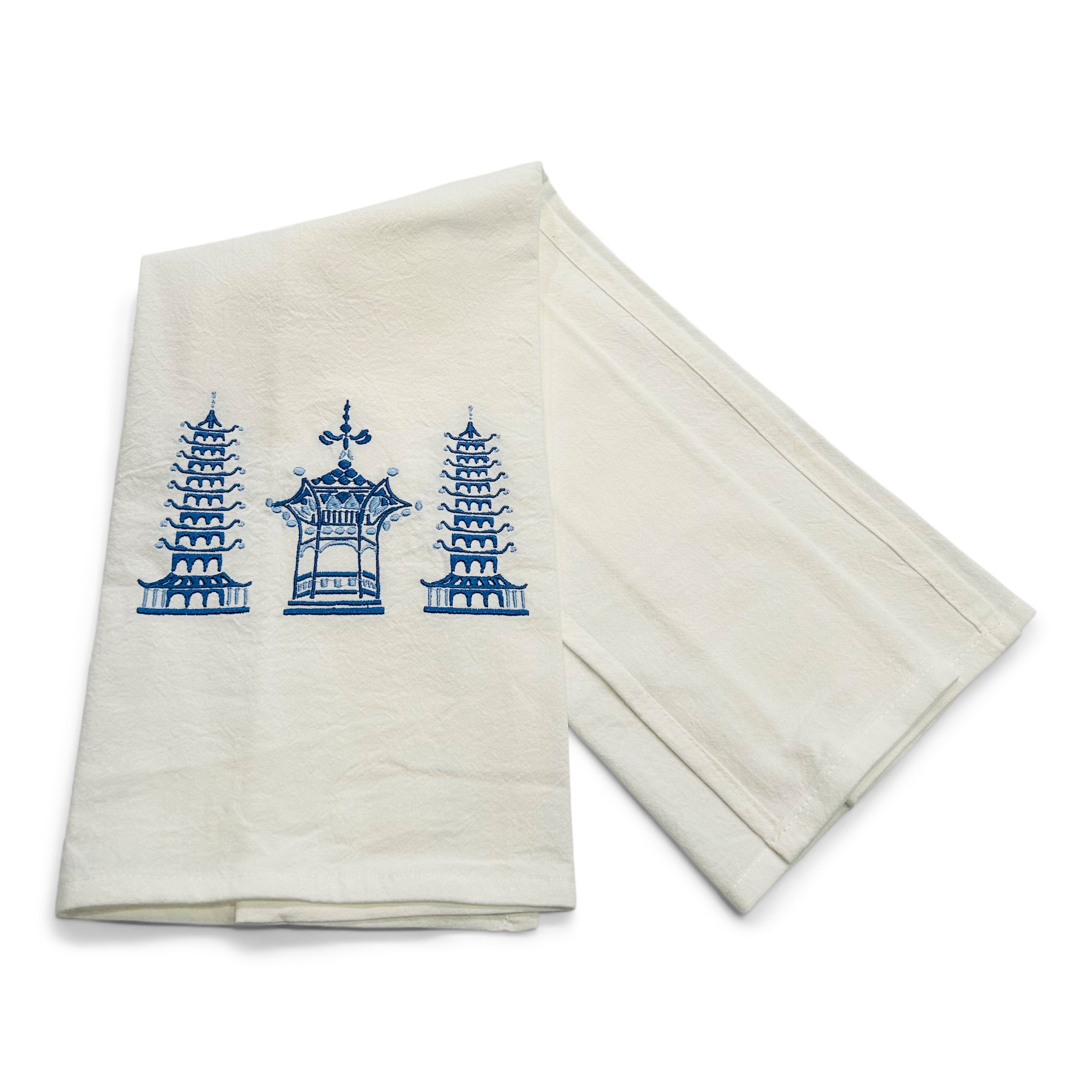 Trio Pagodas Traditional Colors on white