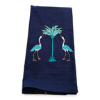 Cranes (Teal) with Teal Palm Tree on navy