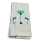 Cranes (Teal) with Teal Palm Tree on white