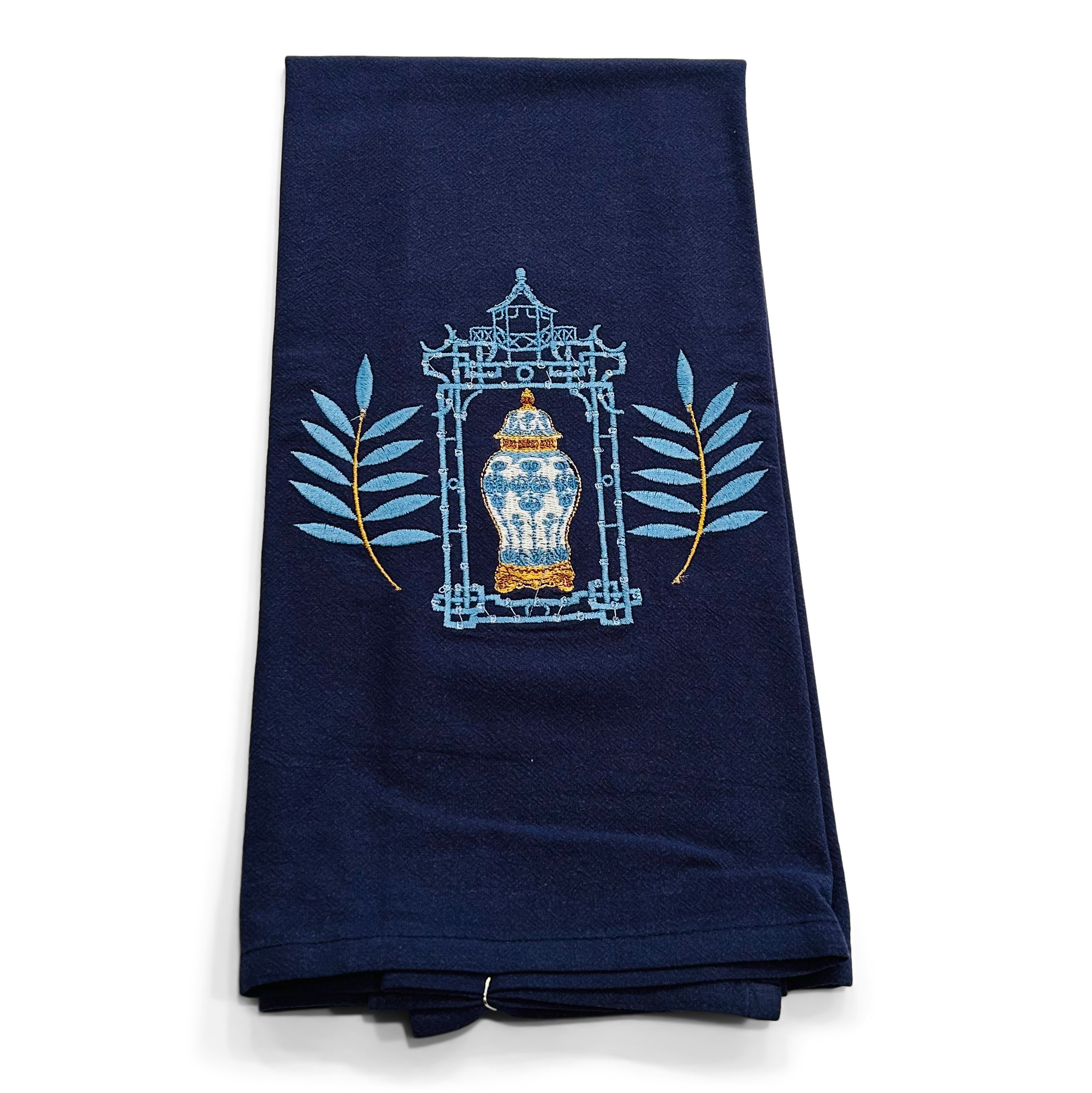 Ginger Jar, Pagoda, Laurel Wreath on navy