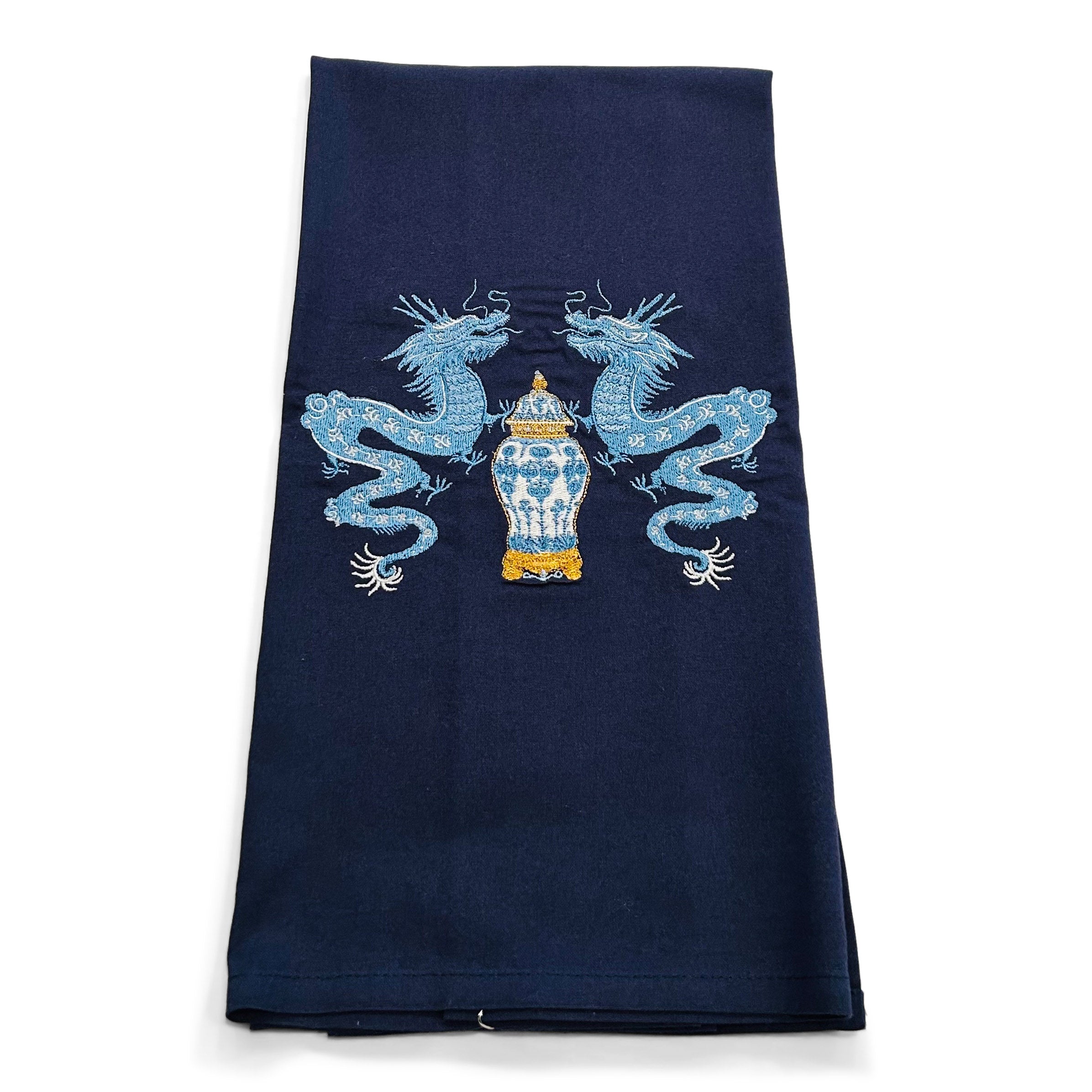 Chinoiserie Dragons with Ginger Jar on navy