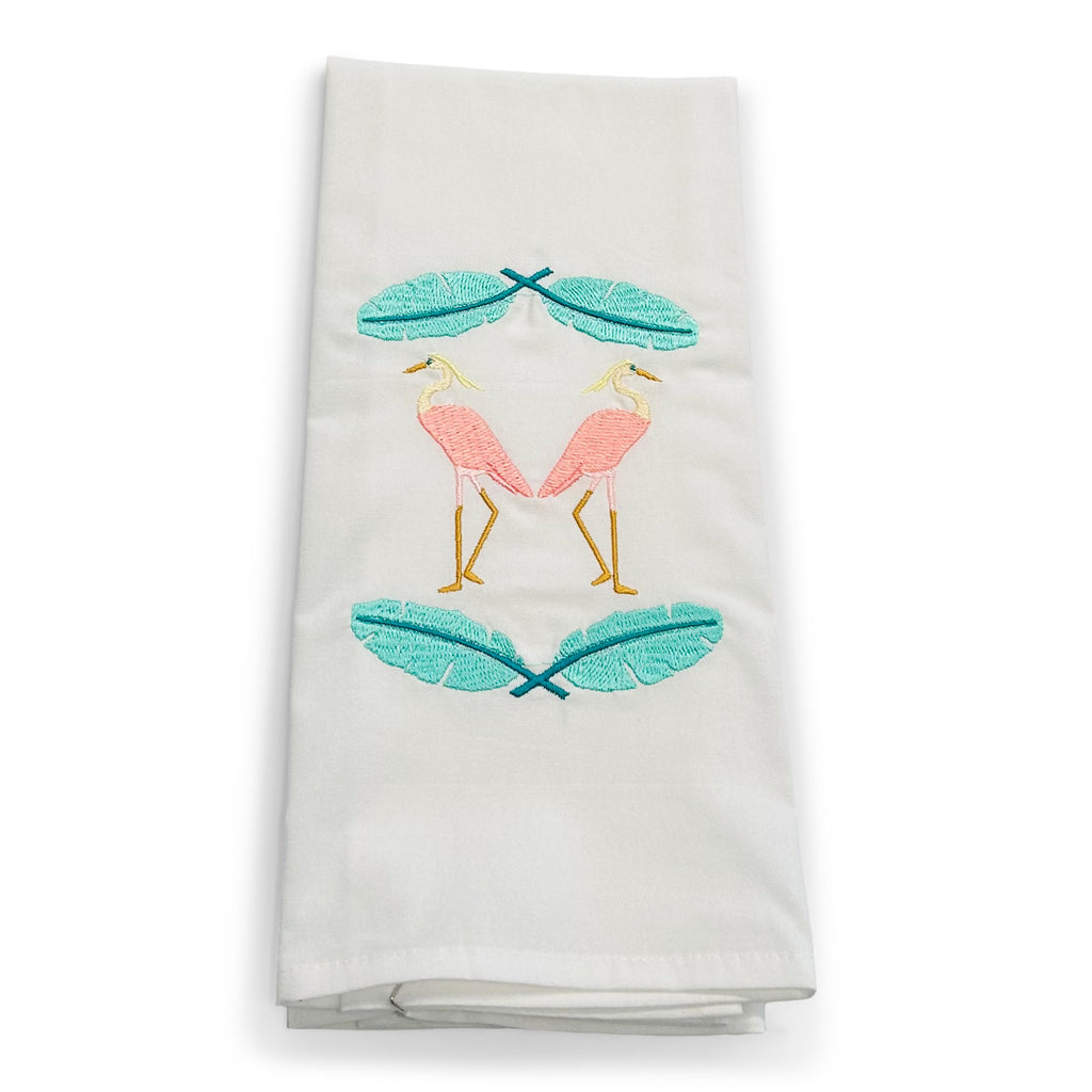Herons with Palm Fronds on white