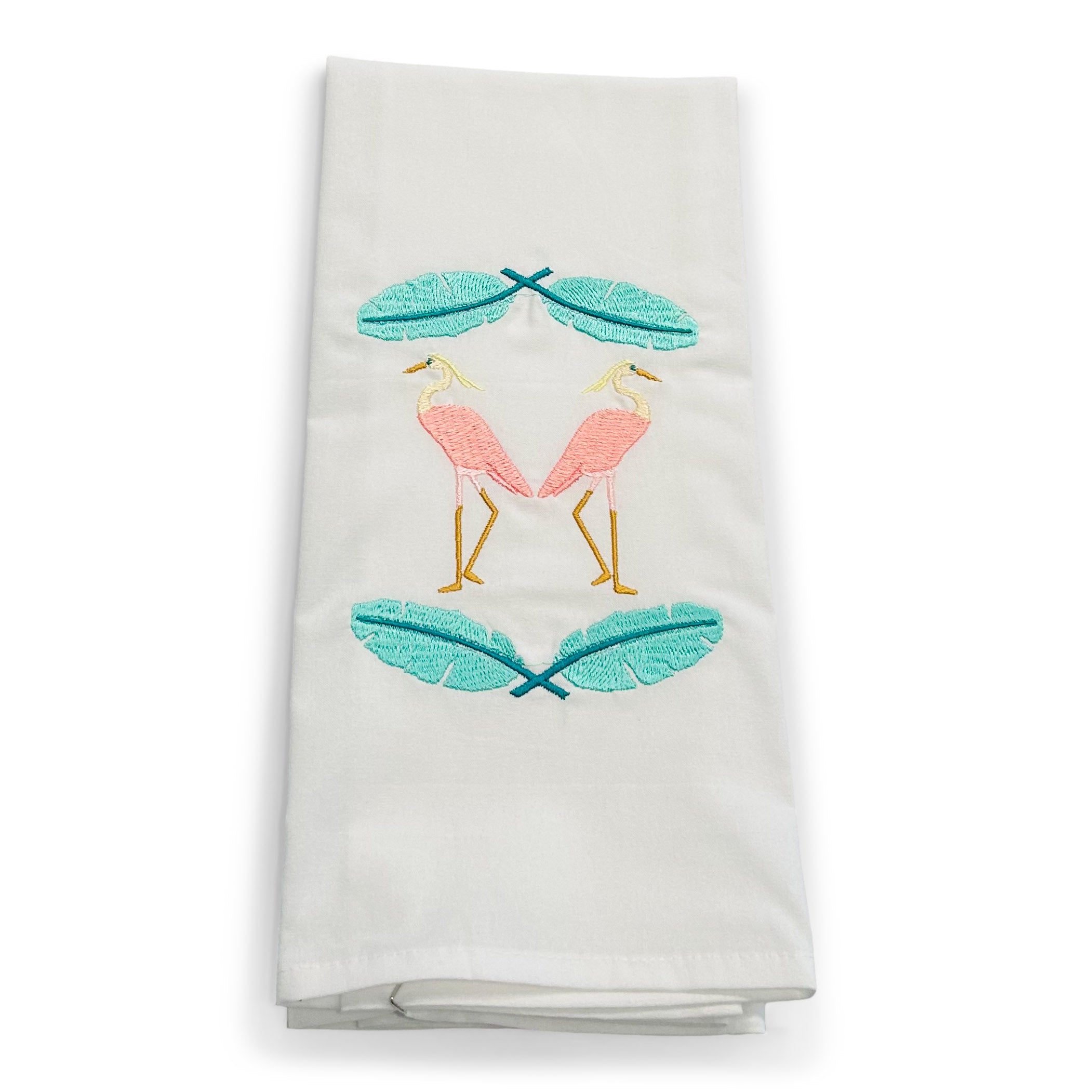 Herons with Palm Fronds on white