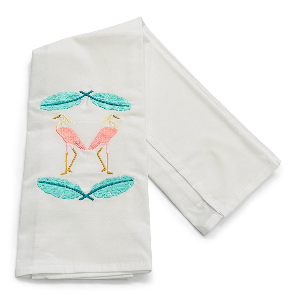 Herons with Palm Fronds on white