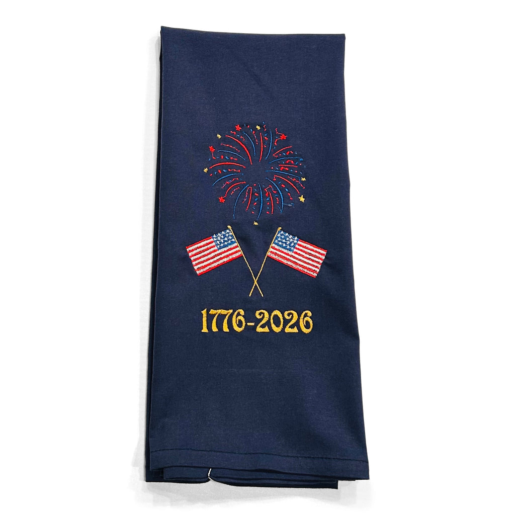 1776 American Flags with Patriotic Fireworks - on navy