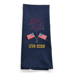 1776 American Flags with Patriotic Fireworks - on navy