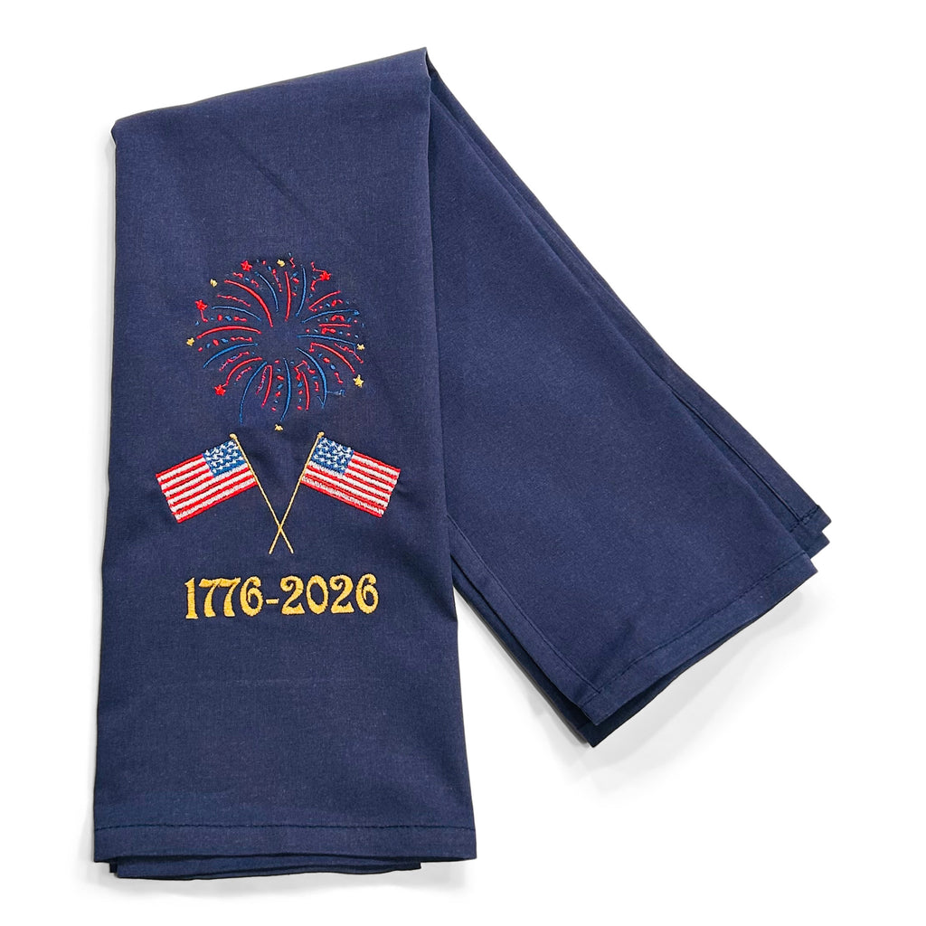 1776 American Flags with Patriotic Fireworks - on navy