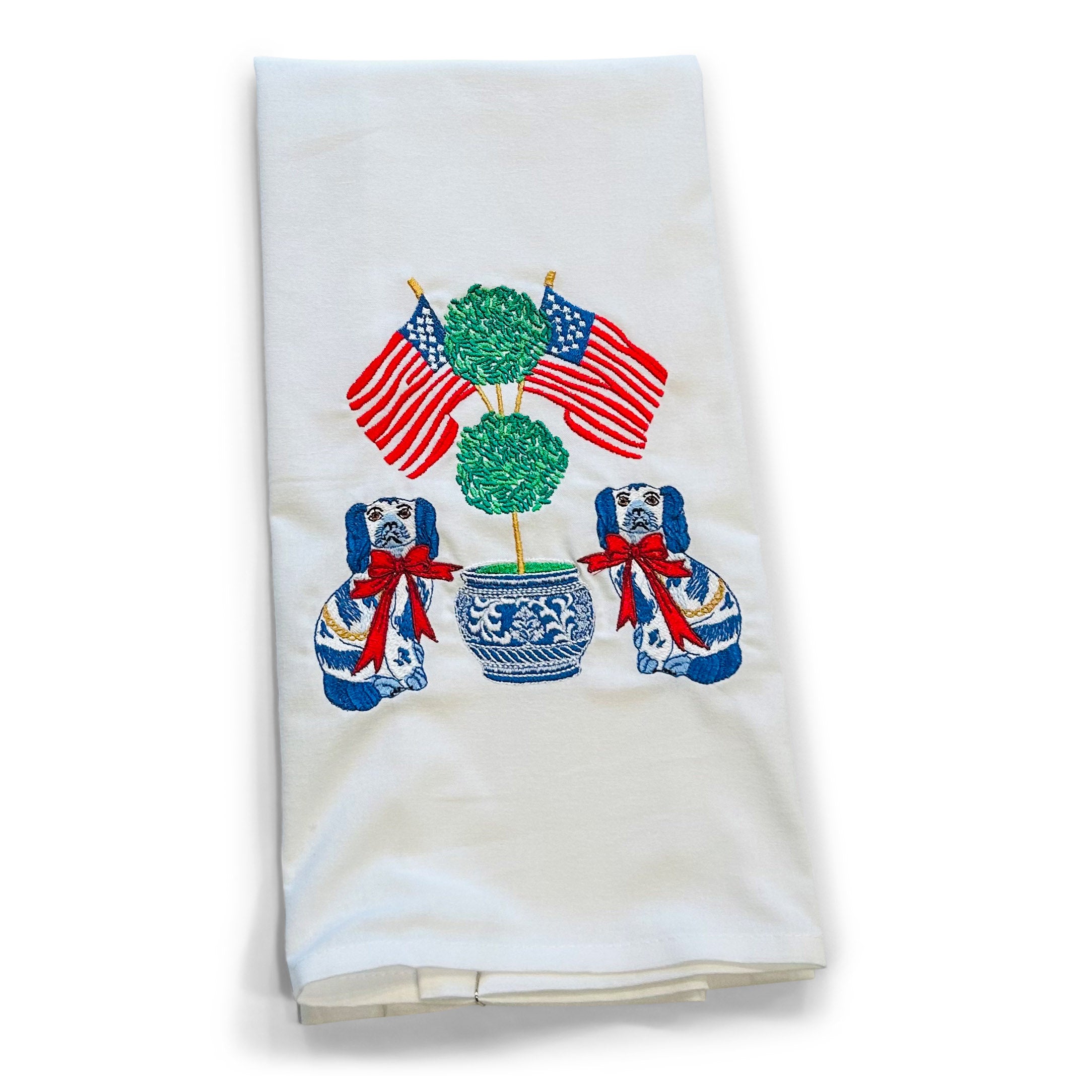 Patriotic Staffordshire Dogs - Topiary - Flags on white