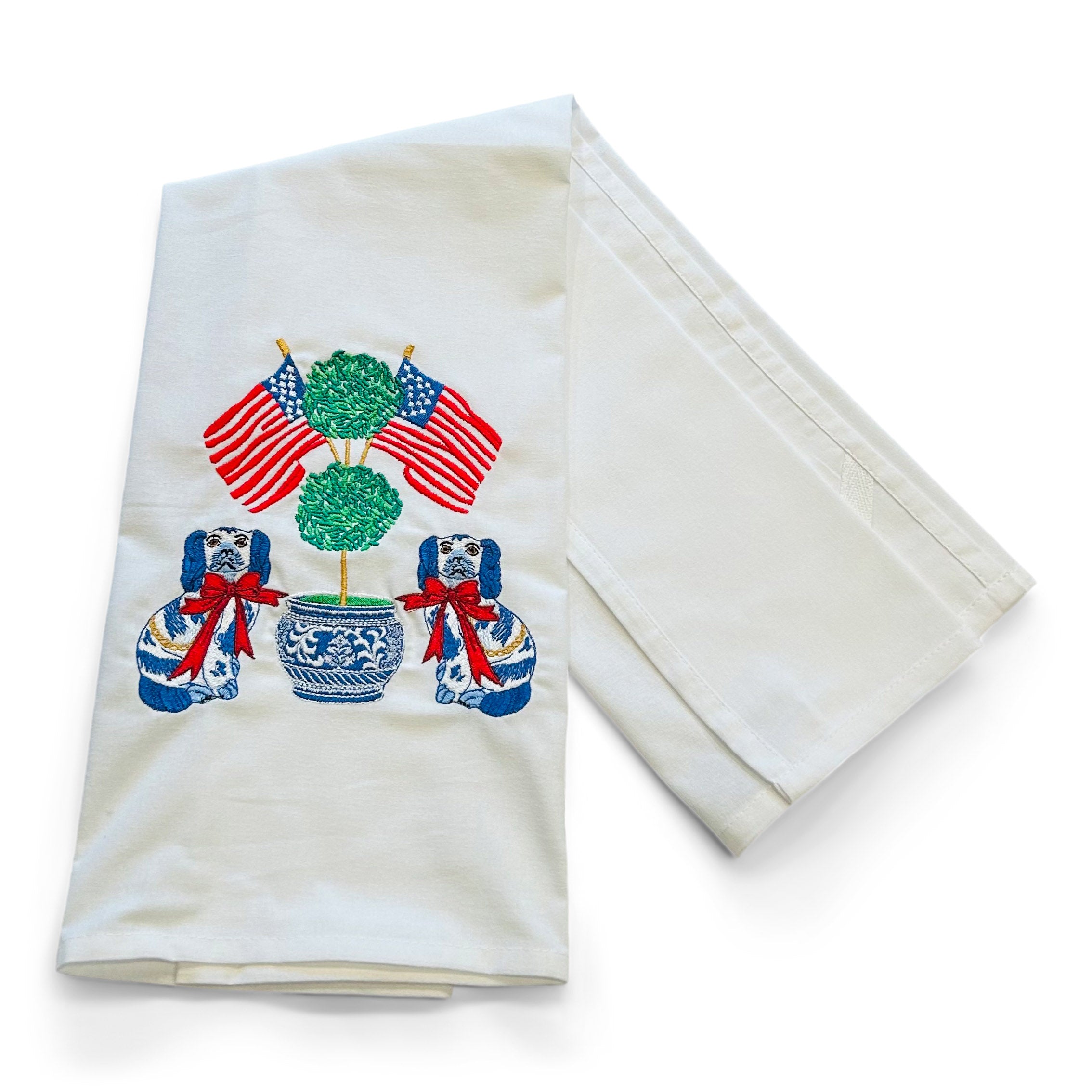 Patriotic Staffordshire Dogs - Topiary - Flags on white