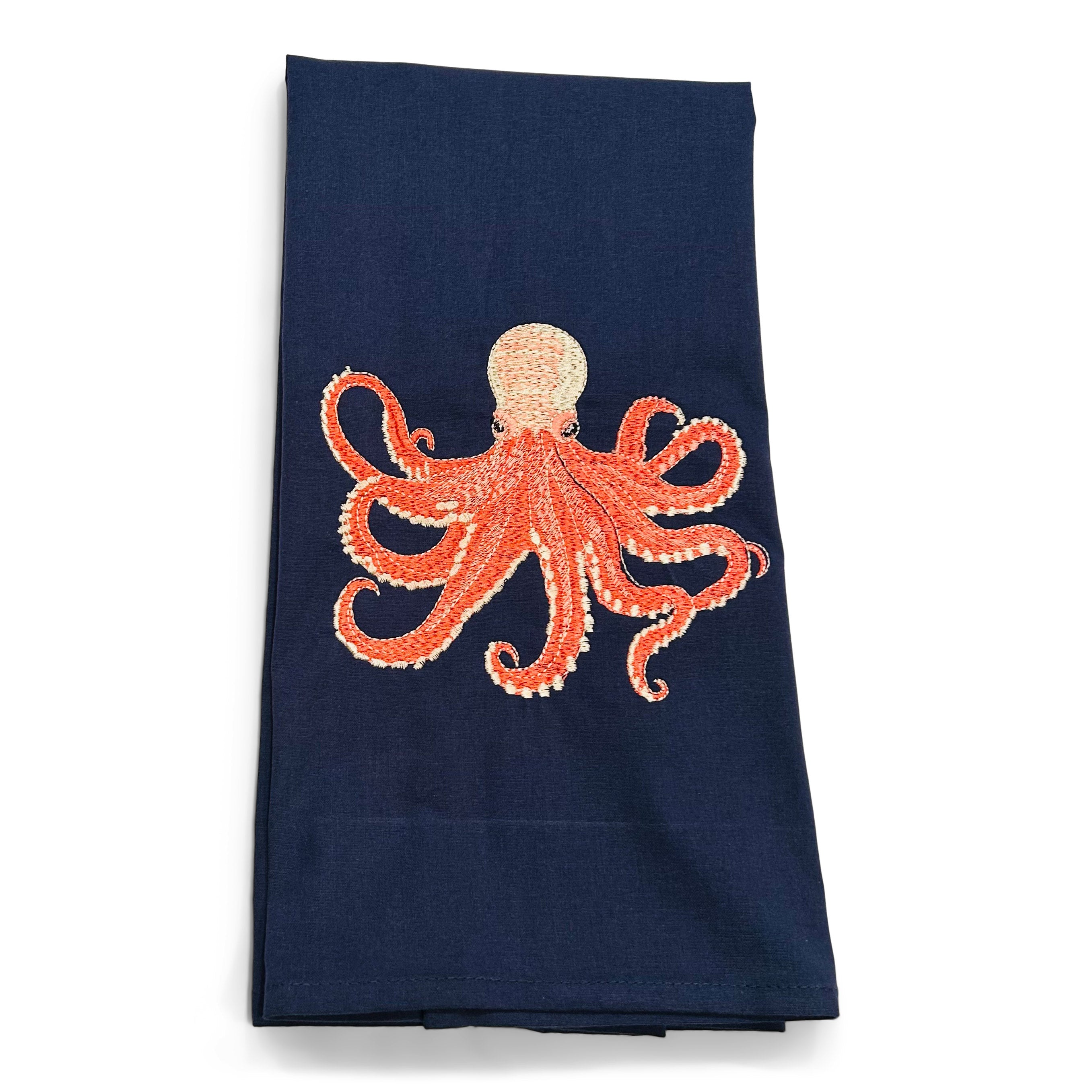 Octopus - Orange Coral - on navy