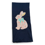 Pink Gingham Bunny with Teal Bow on navy