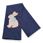 Pink Gingham Bunny with Teal Bow on navy