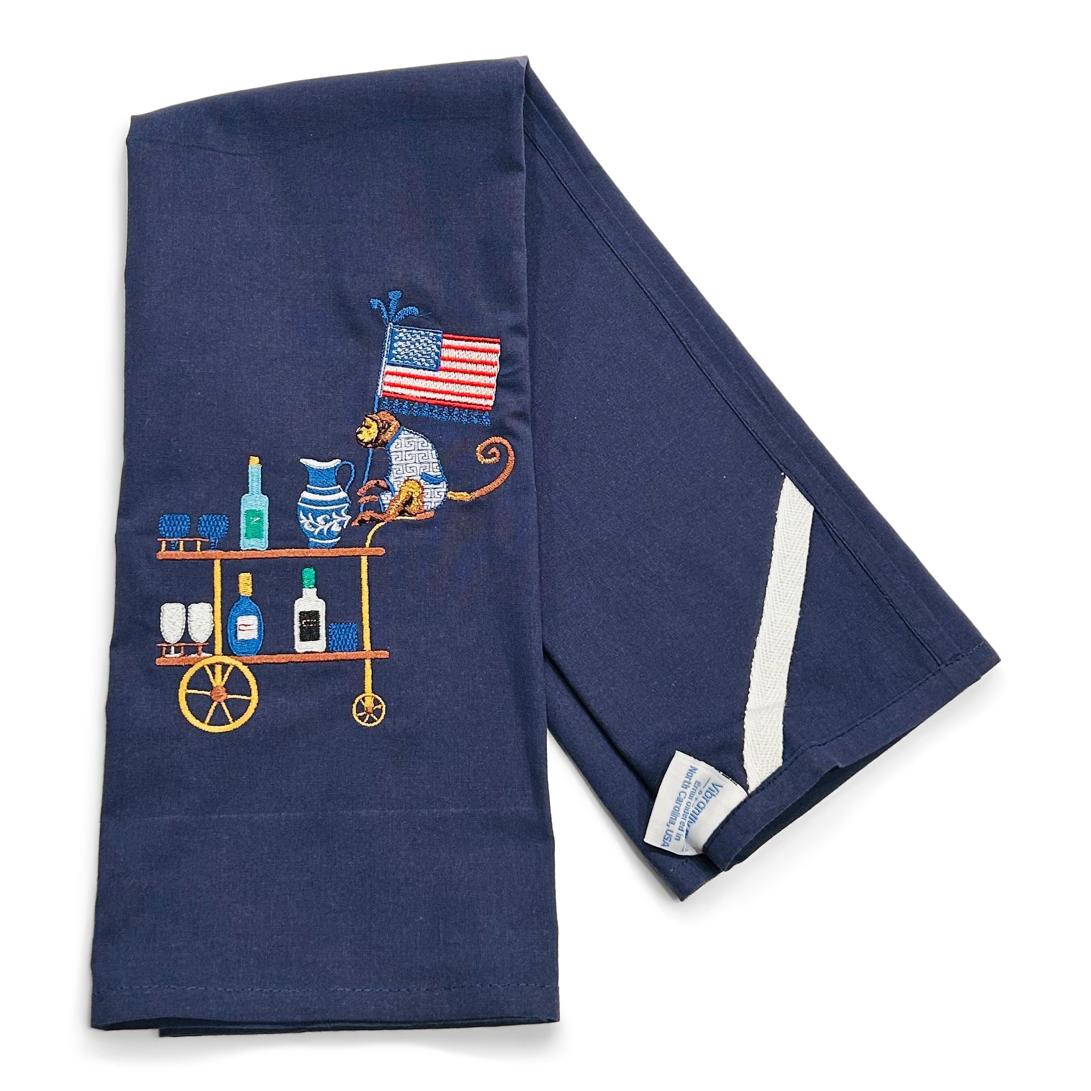 Bar Cart with American Monkey on navy