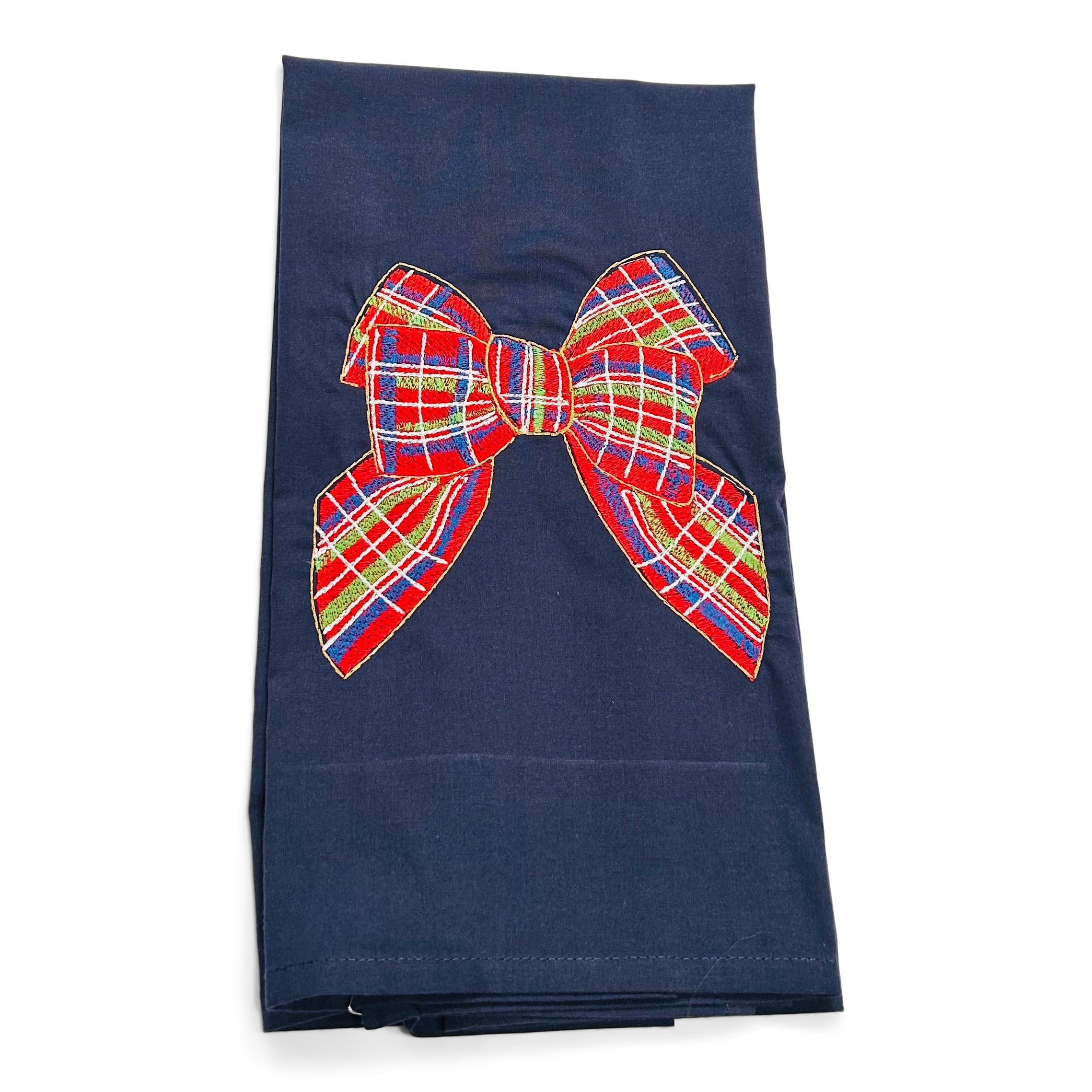 Red Traditional Bow on navy