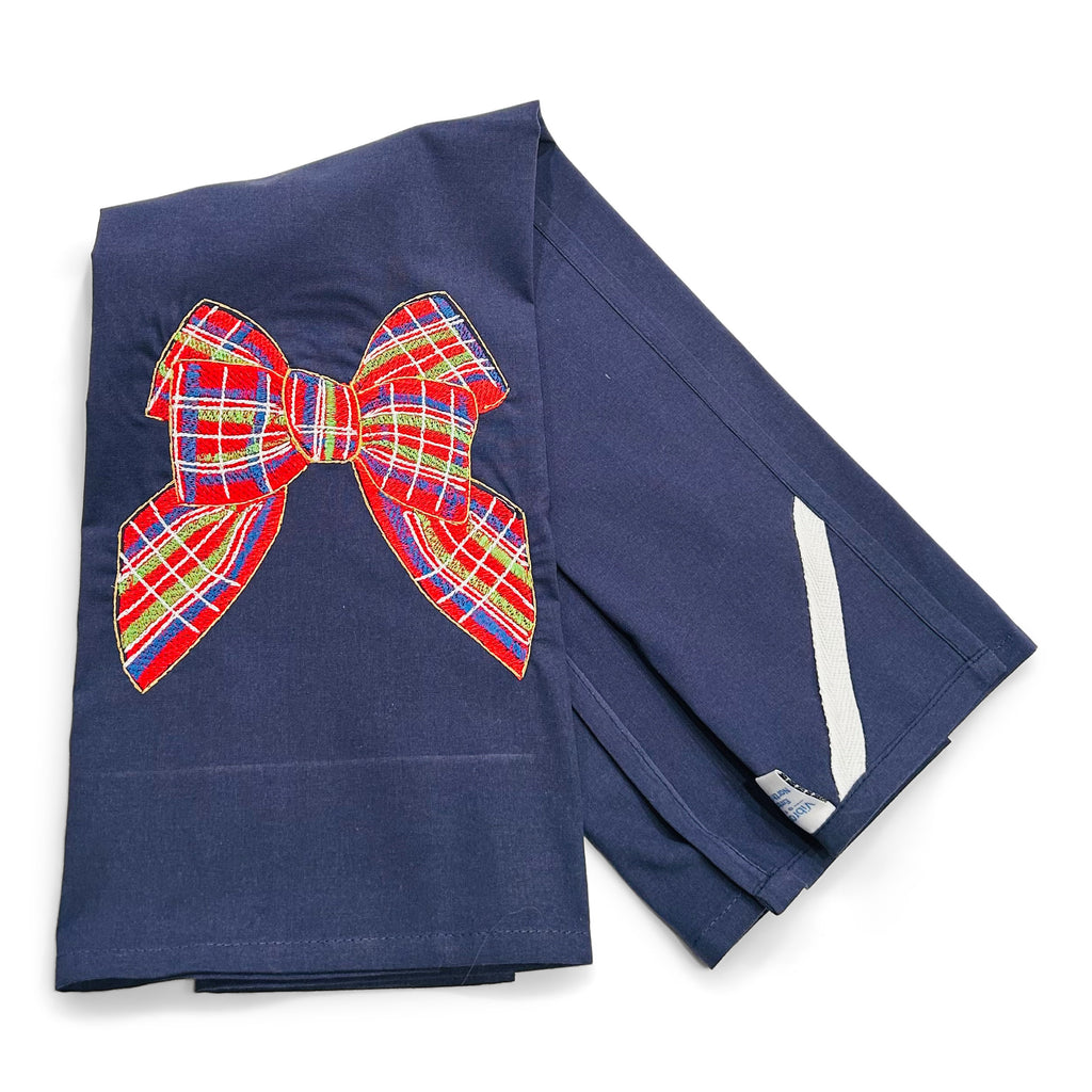 Red Traditional Bow on navy
