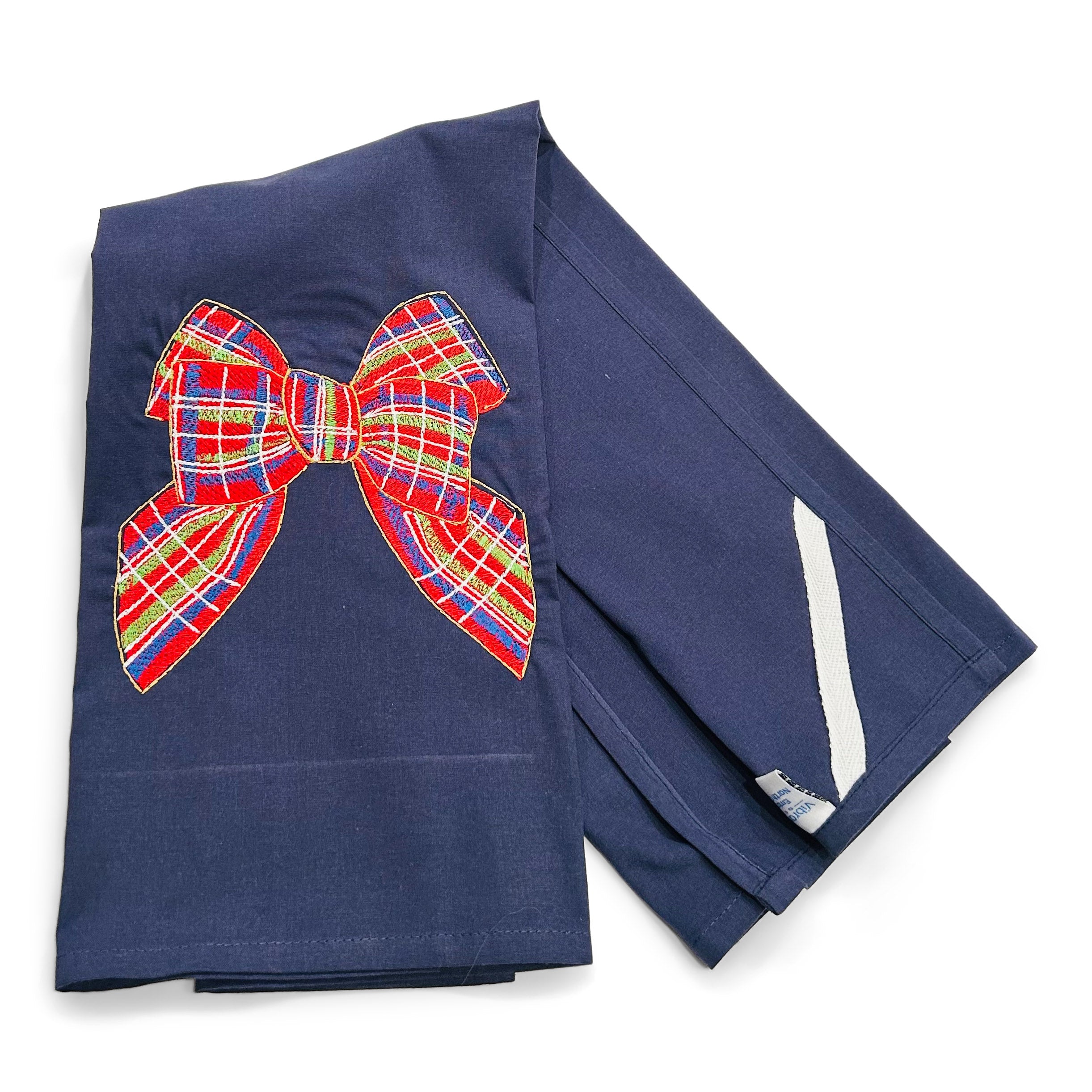 Red Traditional Bow on navy